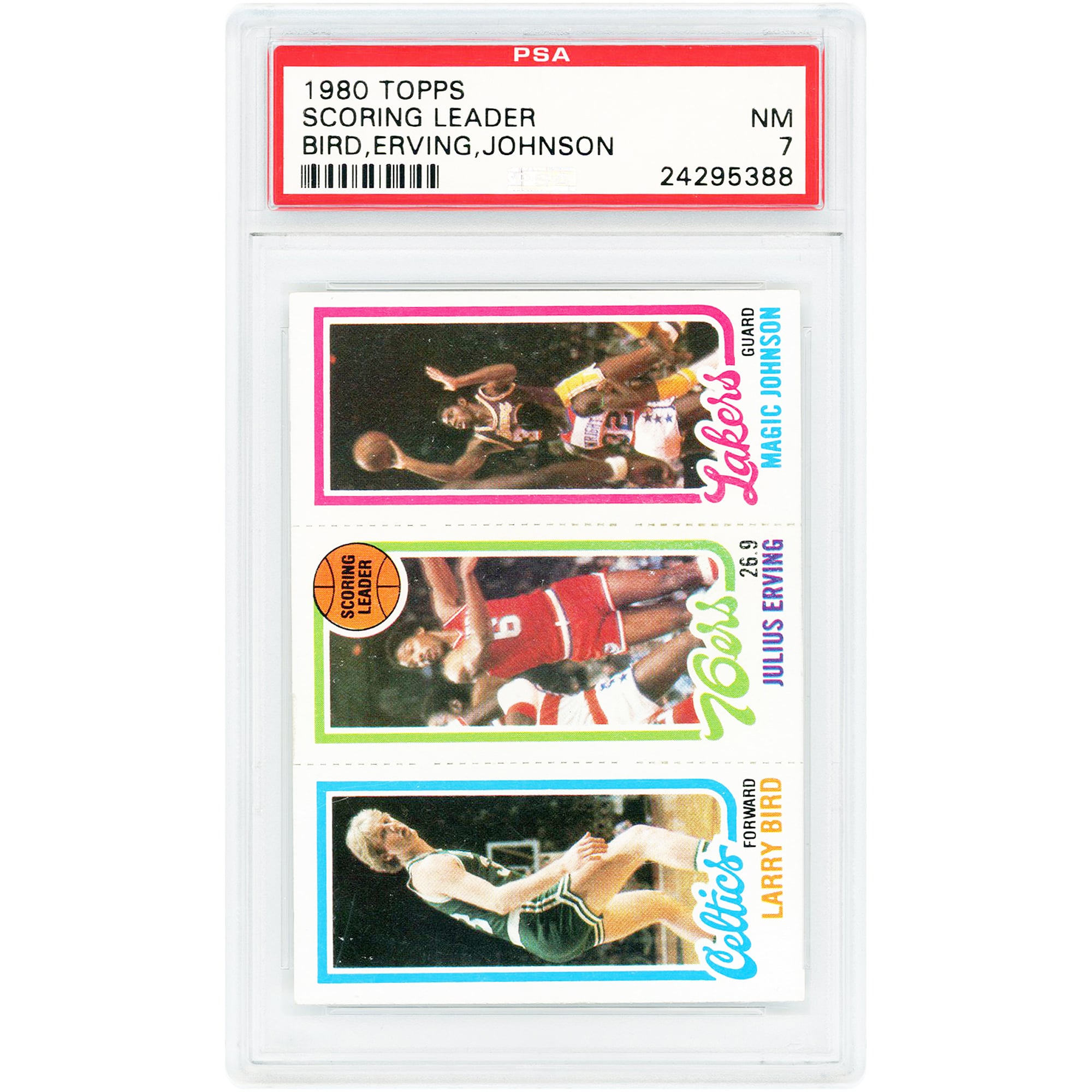 Larry Bird, Julius Erving & Magic Johnson 1980 Topps #NNO PSA Authenticated 7 Rookie Card