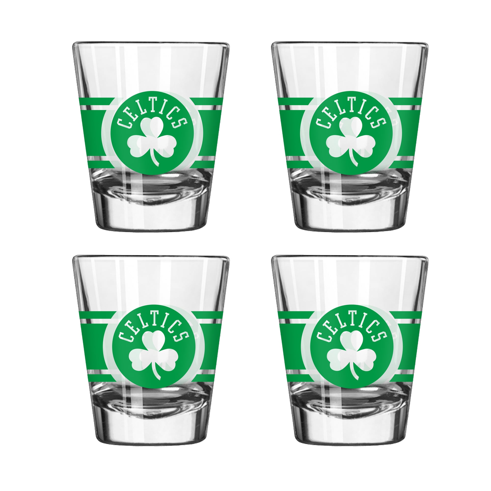 Logo Brands Boston Celtics Four-Piece Stripe Shot Glass Set