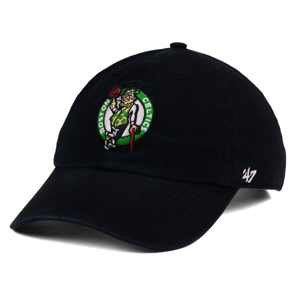Men's '47 Black Boston Celtics Core Logo Clean Up Adjustable Hat
