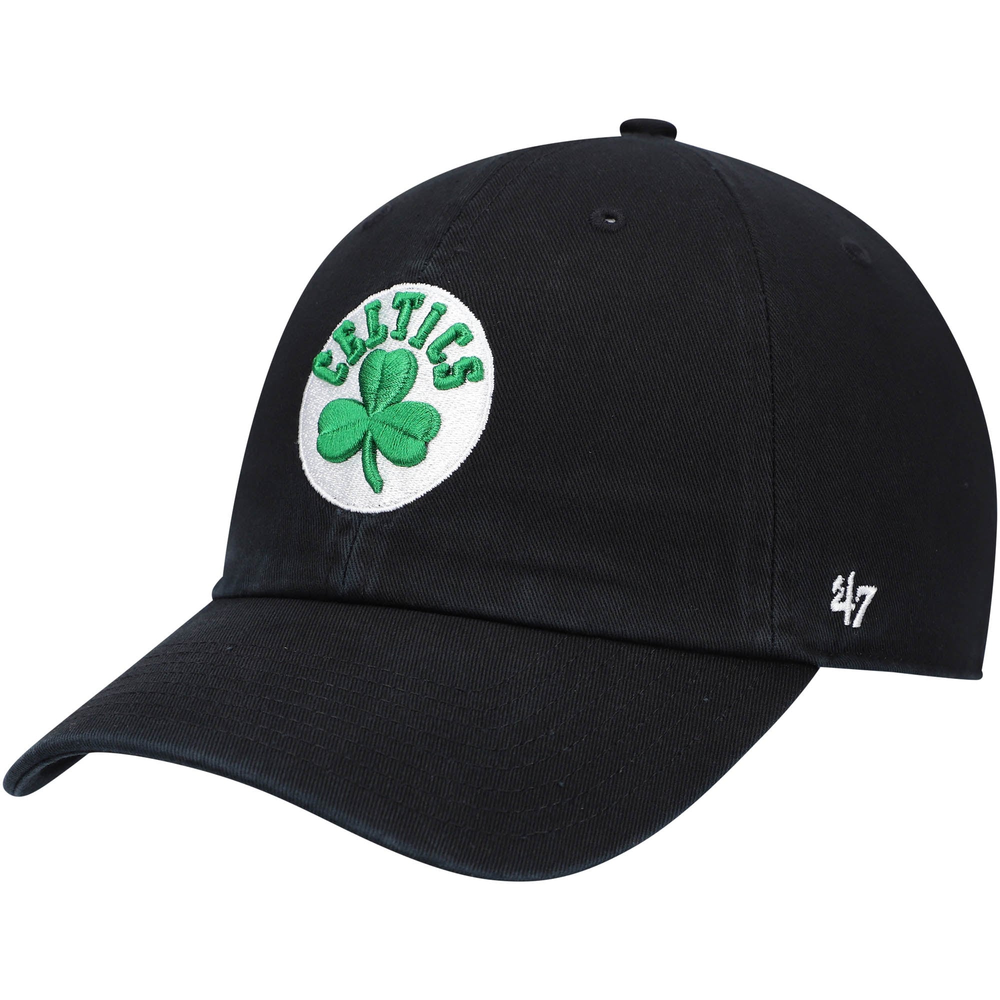 Men's Boston Celtics '47 Black Core Logo Clean Up Adjustable Hat