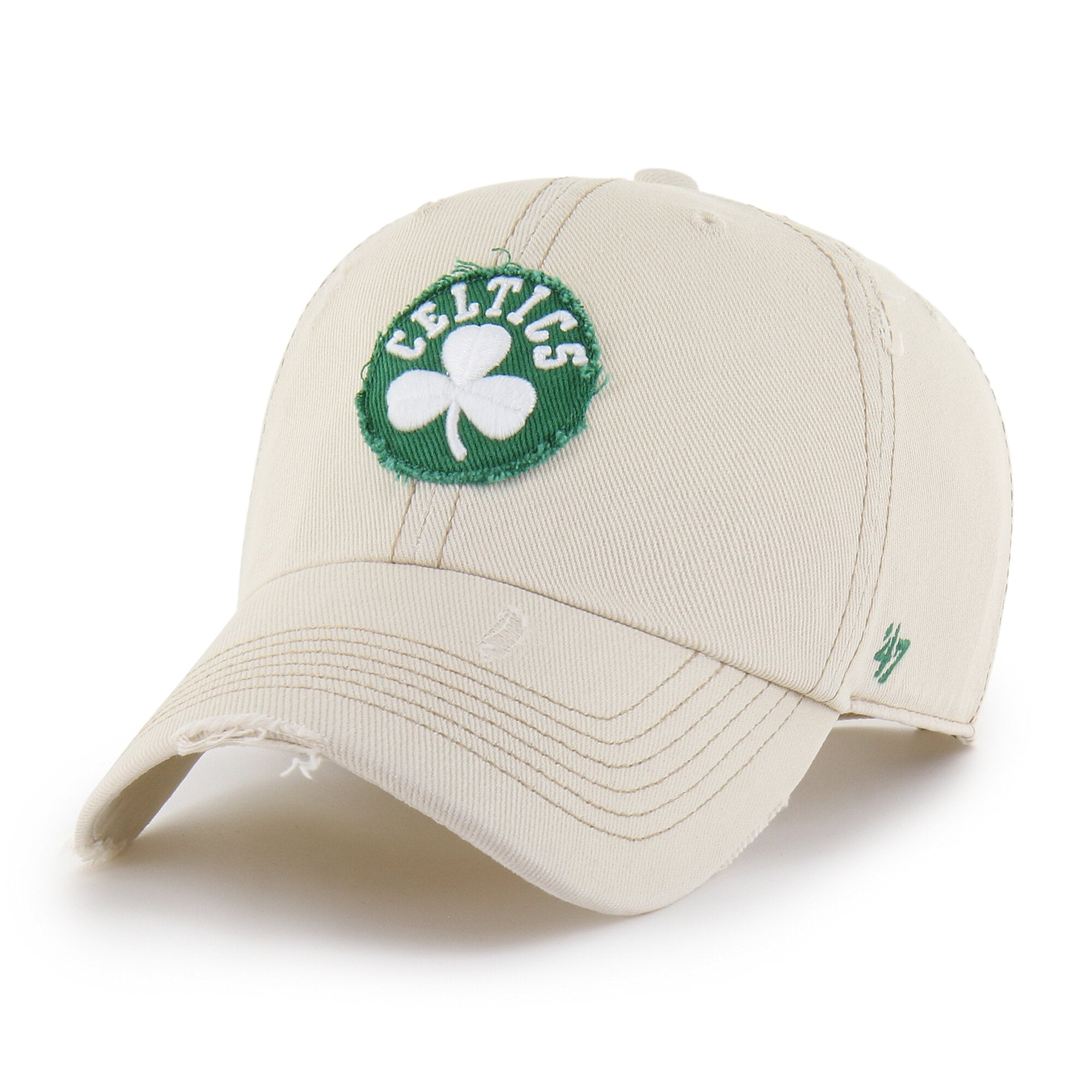 Men's '47 Cream Boston Celtics Weathered Clean Up Adjustable Hat