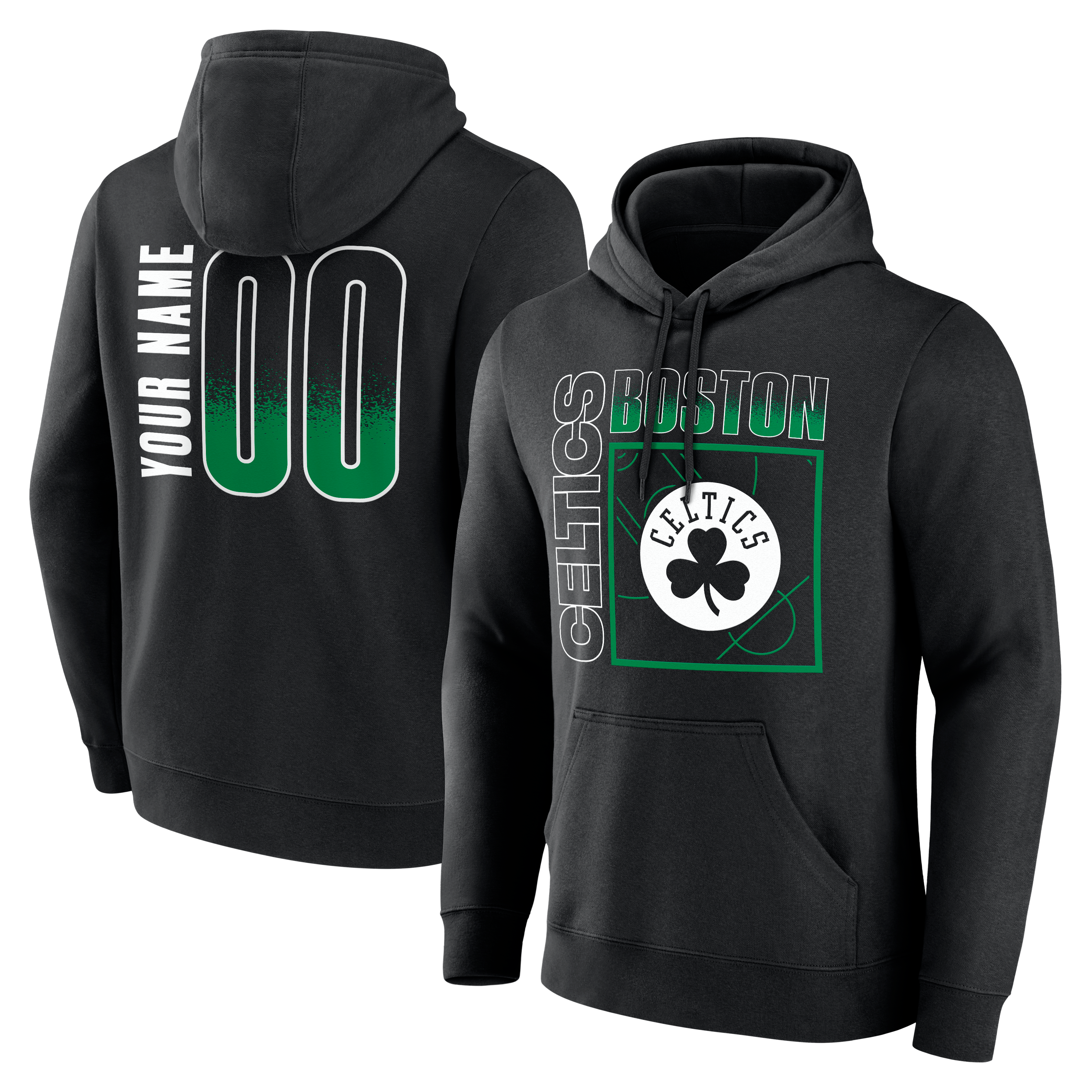 Sweat à capuche noir pour homme Boston Celtics Home Court Pop personnalisé avec nom et numéro