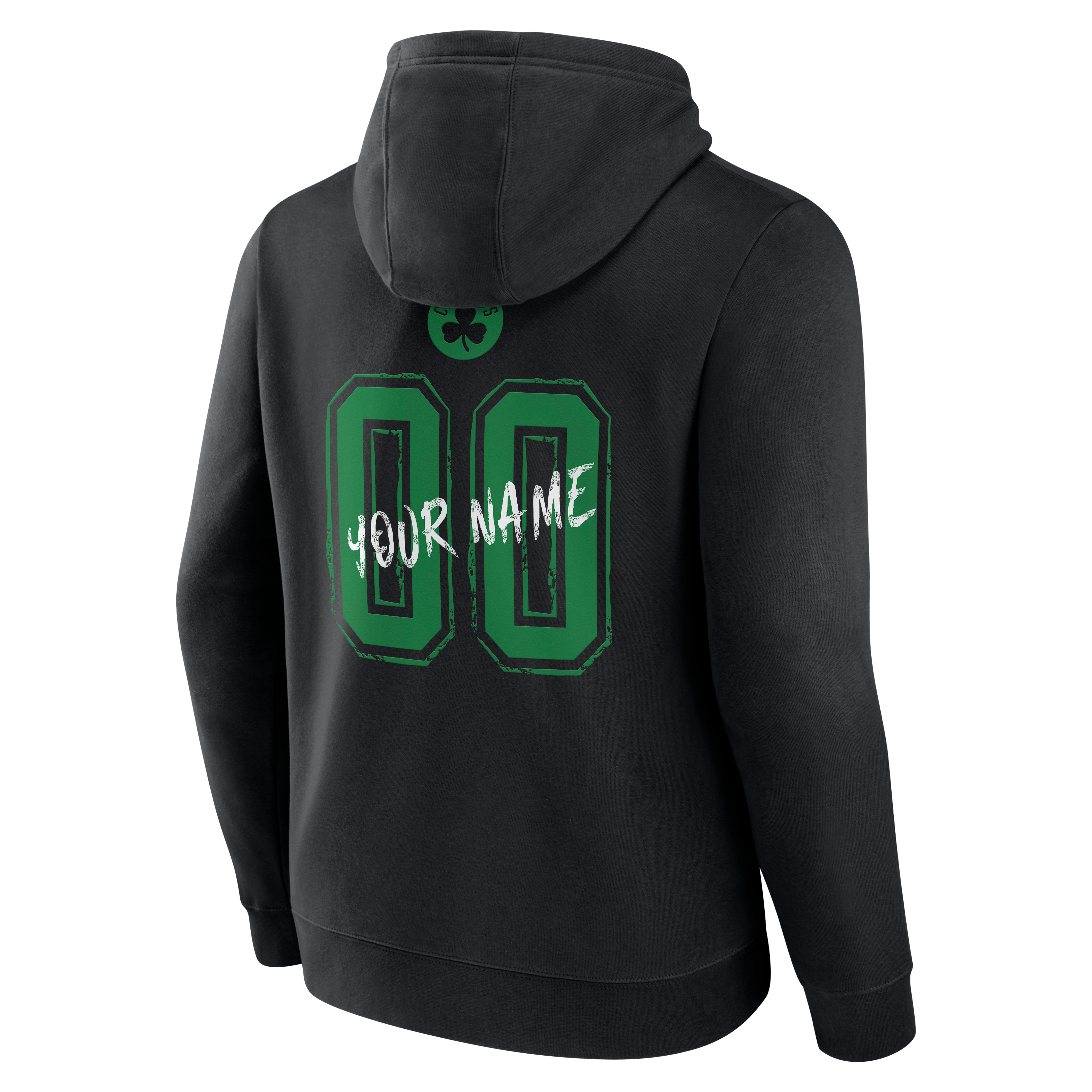 Sweat à capuche noir Boston Celtics Hustle pour homme, personnalisé avec nom et numéro.