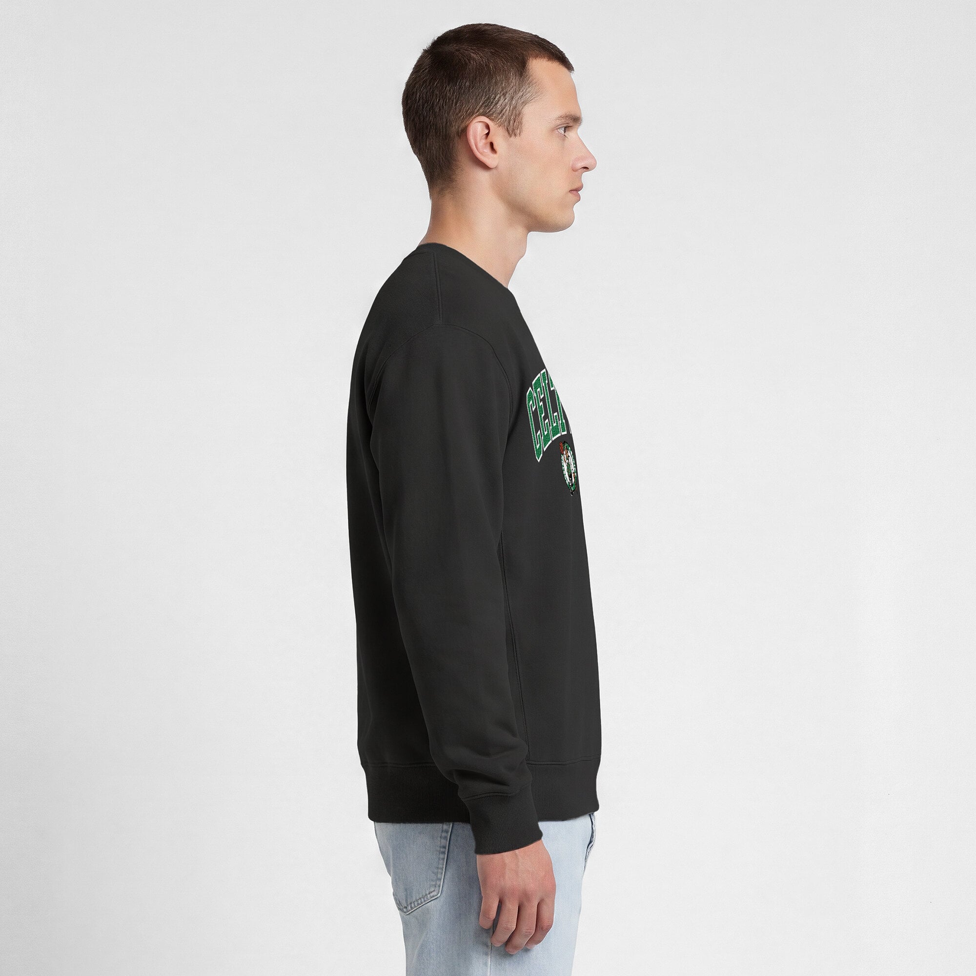 Sweat-shirt à col rond contrasté Champion noir Boston Celtics pour homme