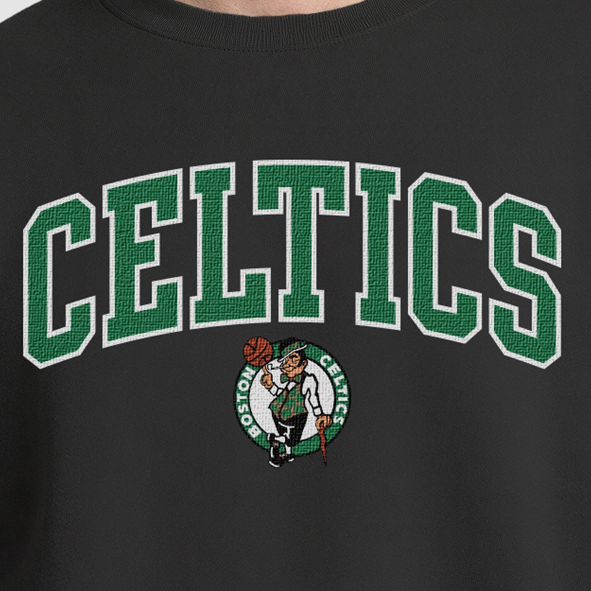 Sweat-shirt à col rond contrasté Champion noir Boston Celtics pour homme