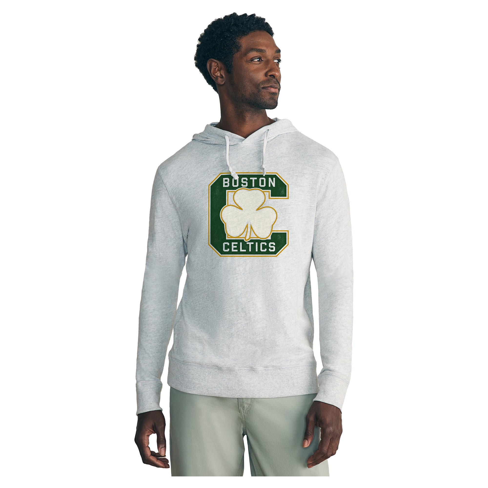 Sweat à capuche léger FAHERTY gris chiné Boston Celtics pour homme