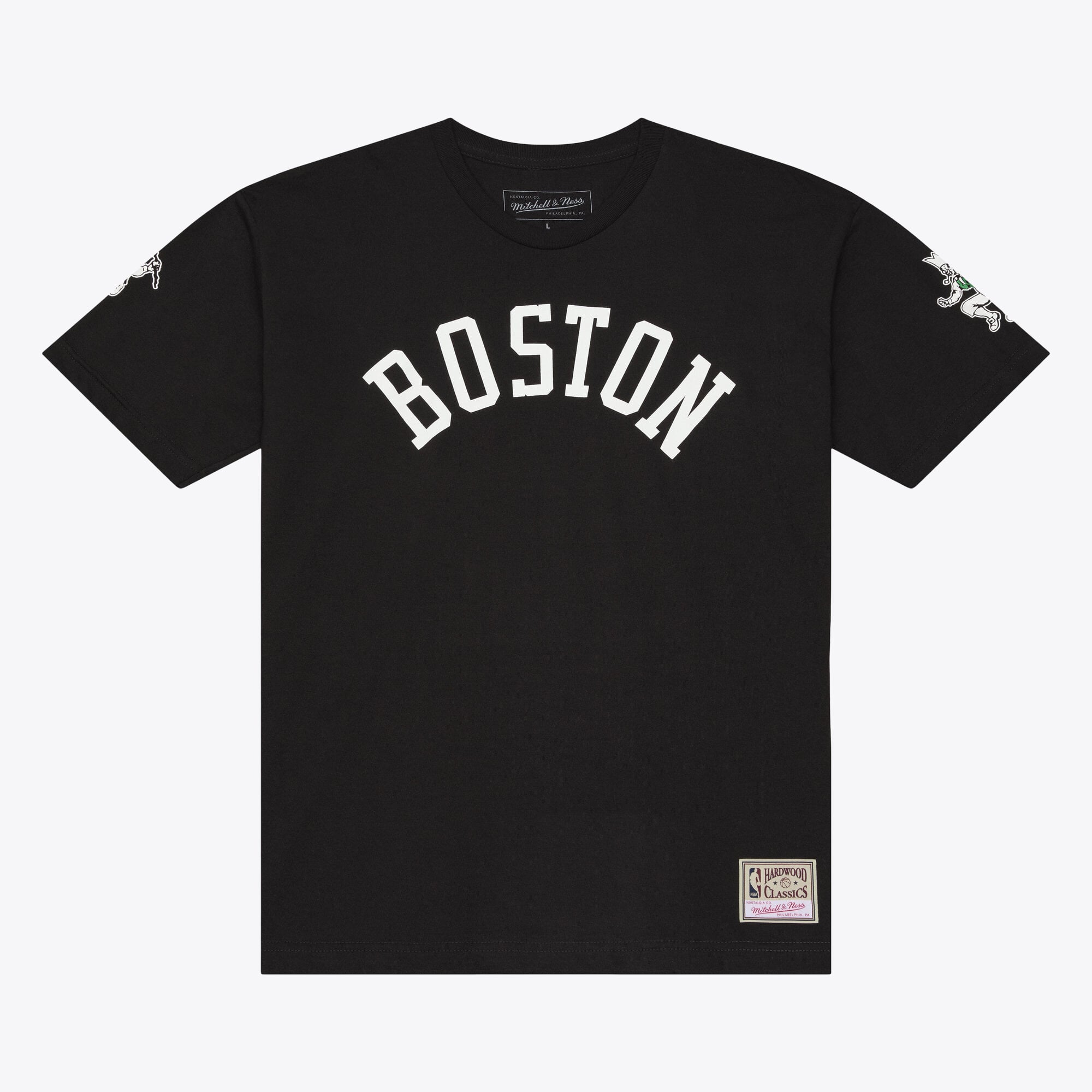 T-shirt classique Mitchell & Ness Bill Russell noir Boston Celtics Hardwood Classics pour homme, avec nom et numéro