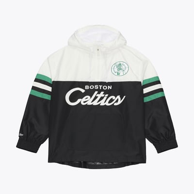  Boston Celtics Mitchell & Ness Head Coach Lightweight Anorak Quarter-Zip Windbreaker - Black