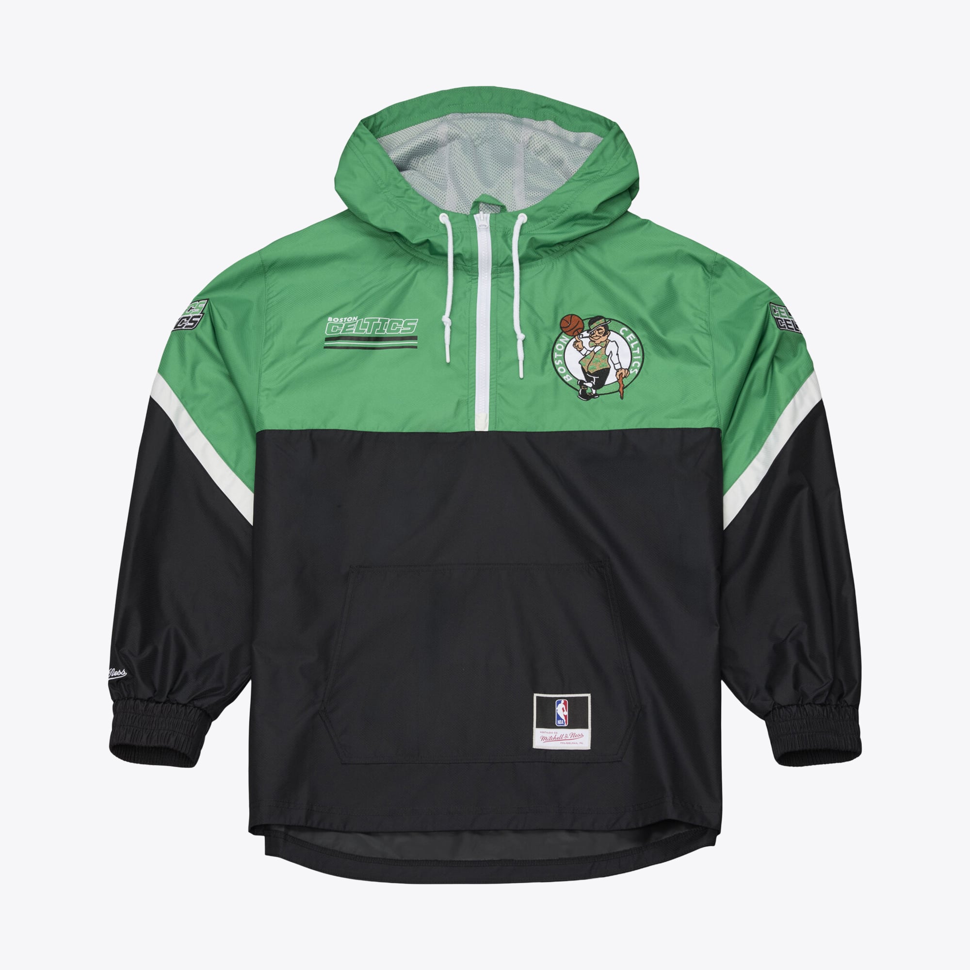 Veste coupe-vent demi-zip Mitchell & Ness noire à carreaux triple Boston Celtics pour homme