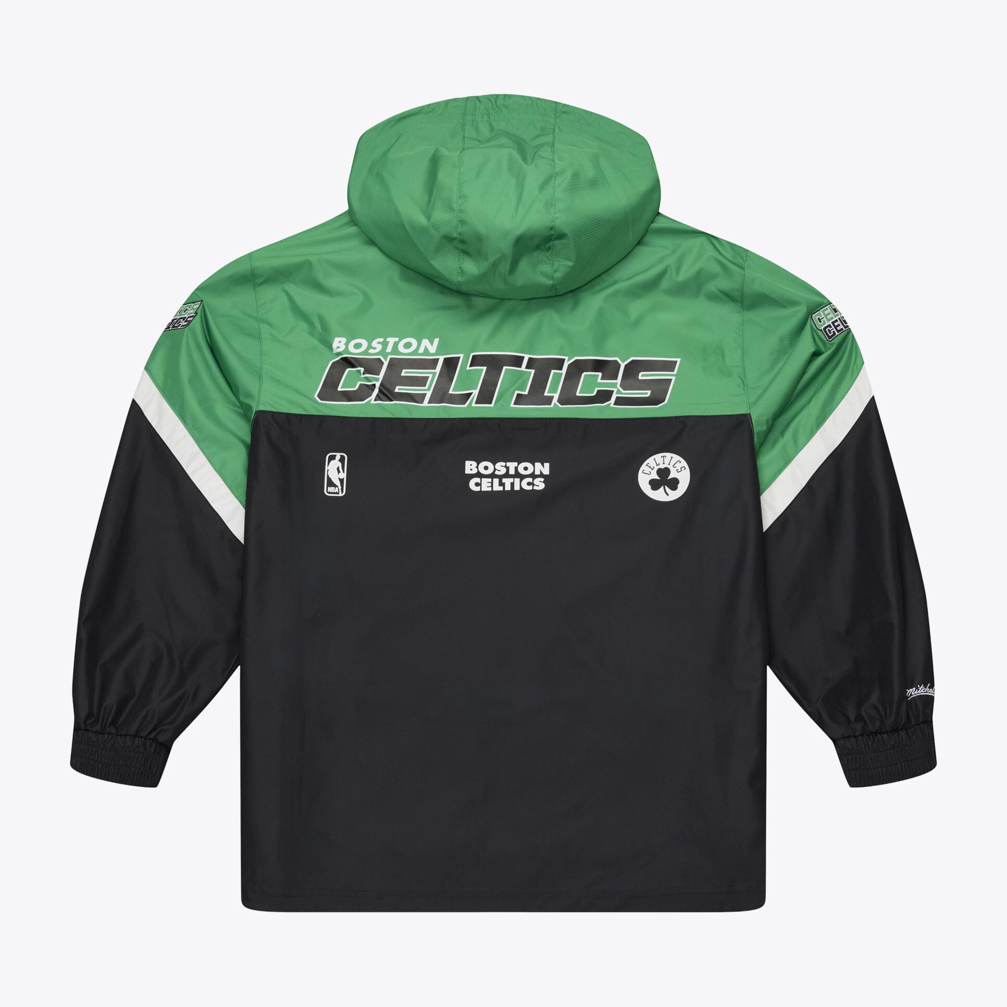 Veste coupe-vent demi-zip Mitchell & Ness noire à carreaux triple Boston Celtics pour homme
