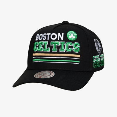 Boston Celtics Mitchell & Ness Men's Triple Check Pro Snapback Hat - Black