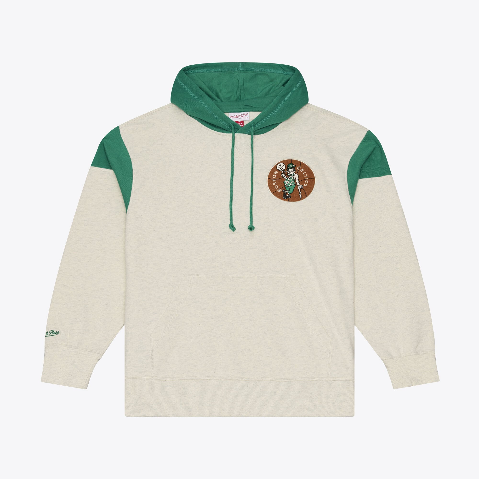 Men's Mitchell & Ness Cream Boston Celtics French Terry Hoodie