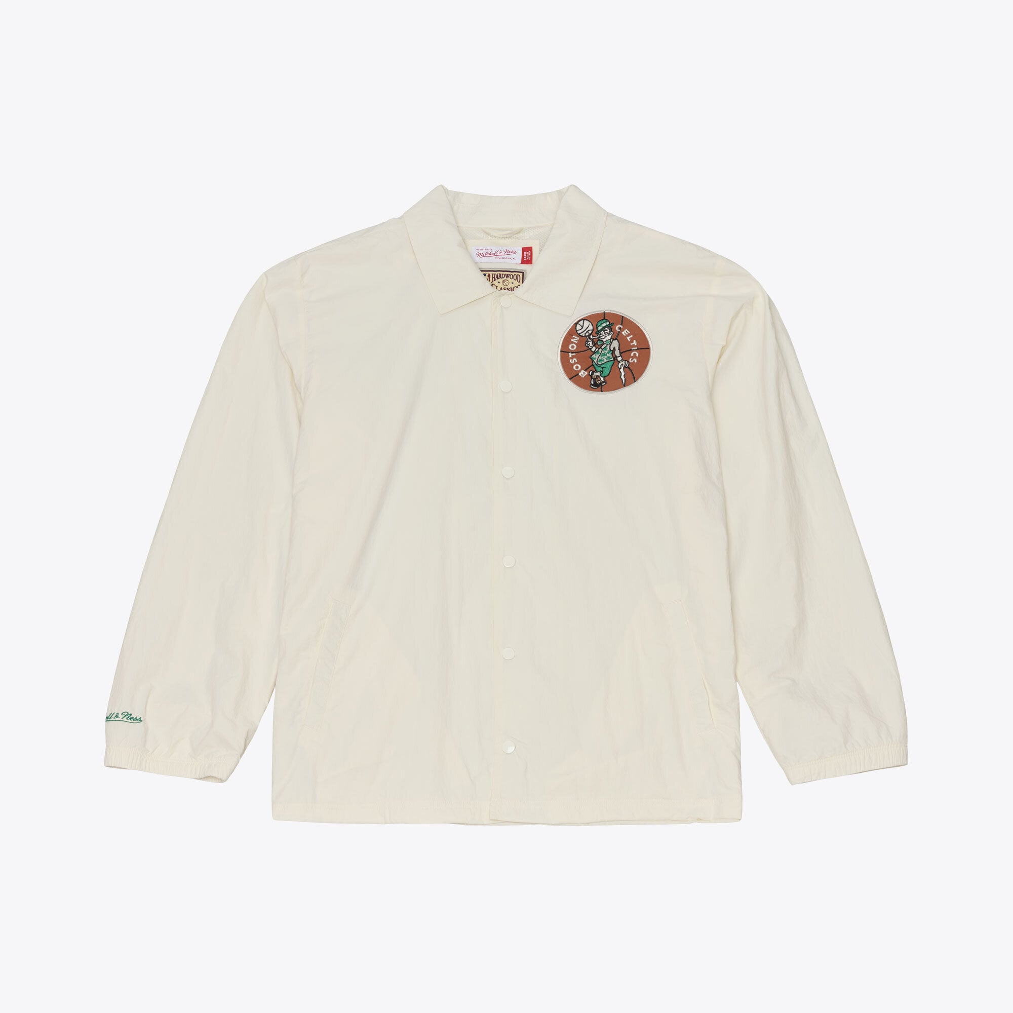 Veste d'entraîneur Mitchell & Ness crème Boston Celtics Retro Root à boutons-pression pour homme
