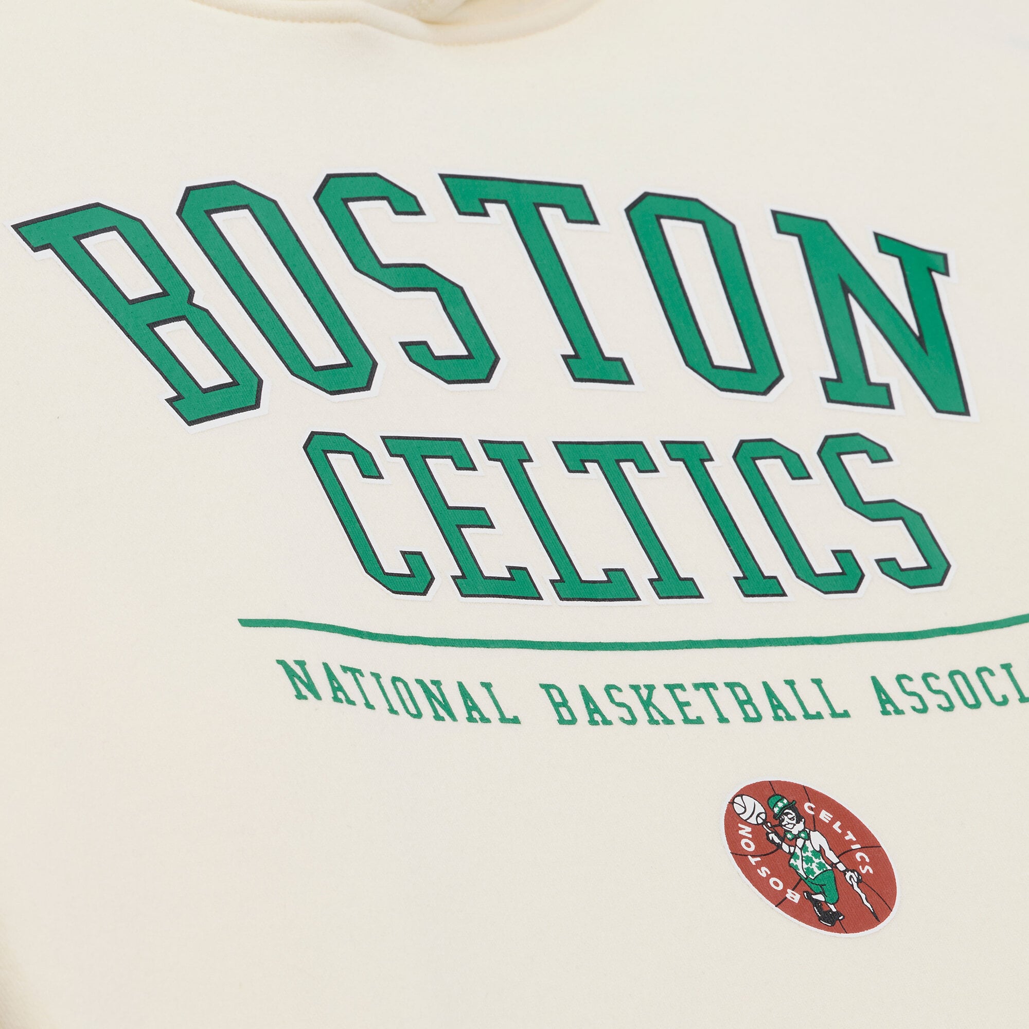 Sweat à capuche en polaire crème Mitchell & Ness Boston Celtics pour homme