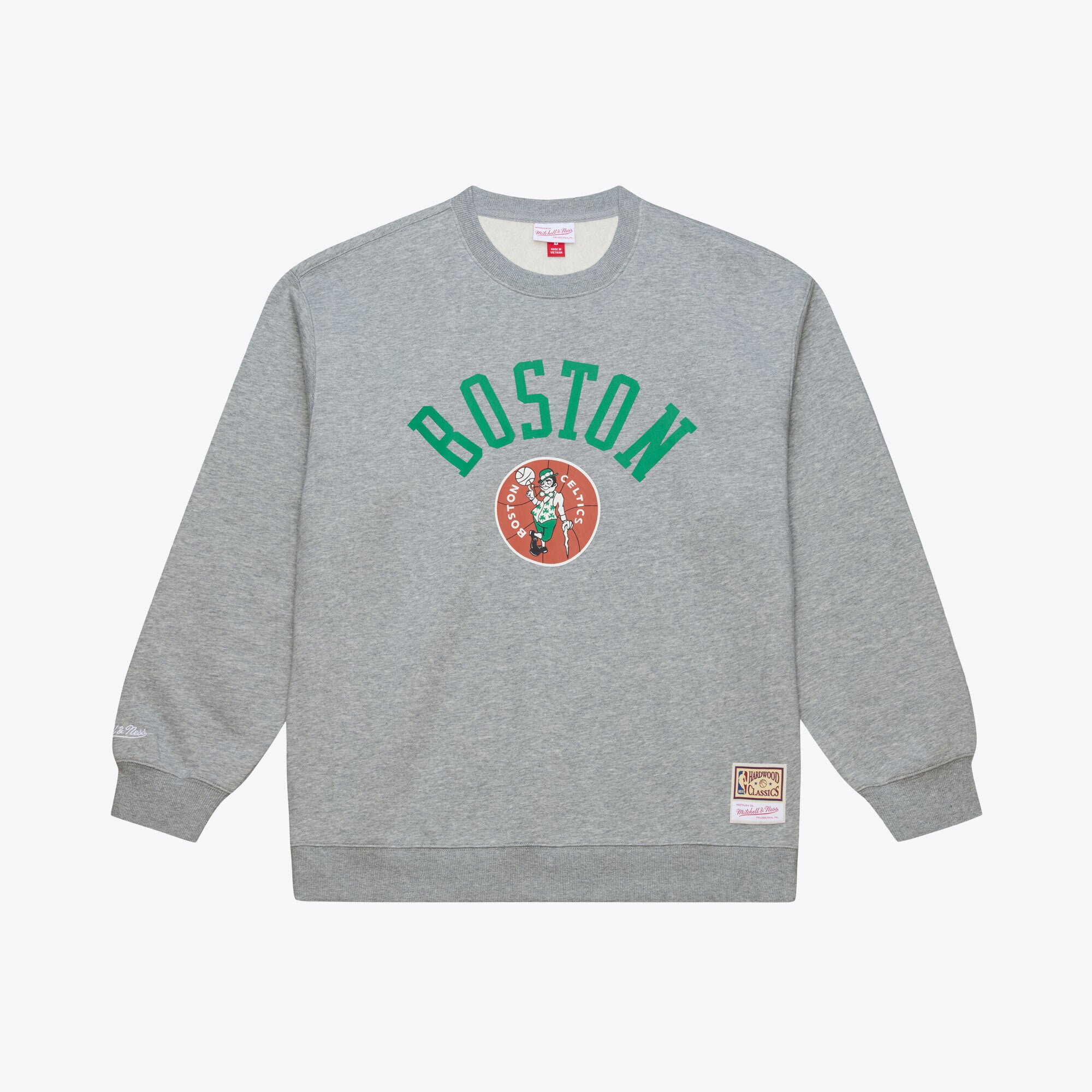Men's Mitchell & Ness Heather Gray Boston Celtics Walk-Off Fleece Sweatshirt