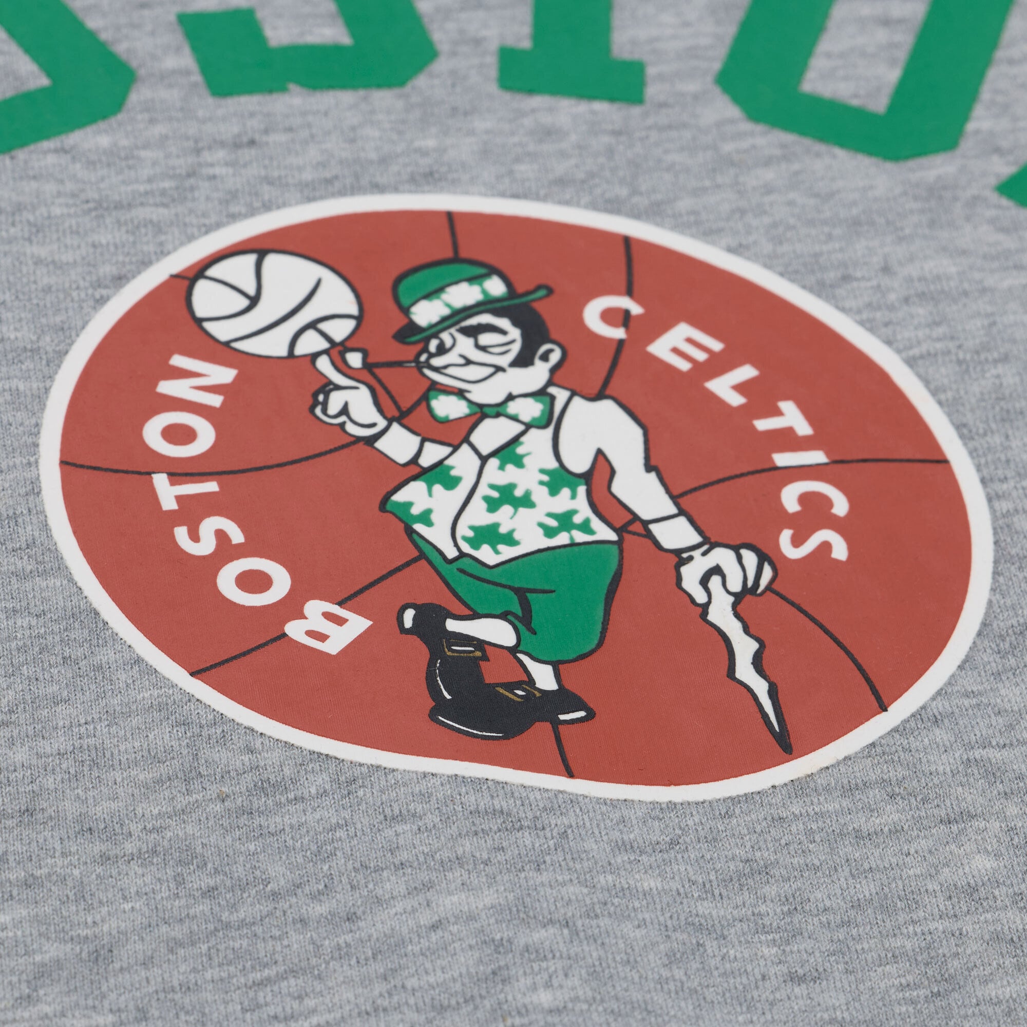 Men's Mitchell & Ness Heather Gray Boston Celtics Walk-Off Fleece Sweatshirt