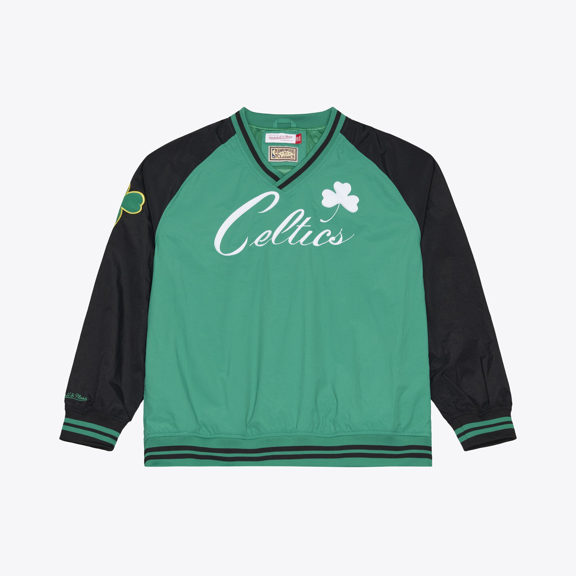Men's Mitchell & Ness Kelly Green Boston Celtics Classic V-Neck Raglan Pullover
