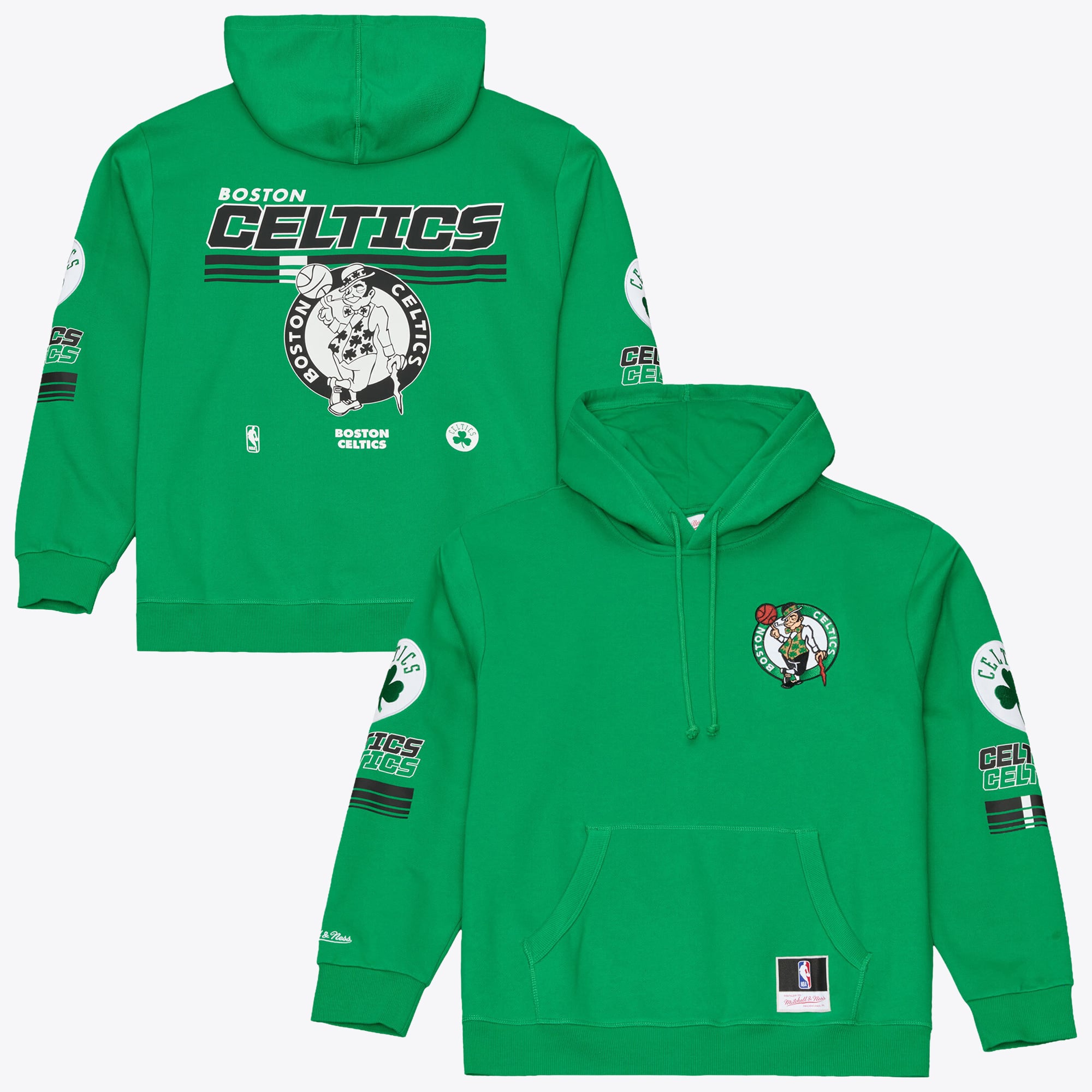 Sweat à capuche en polaire Mitchell & Ness vert Kelly pour homme, motif carreaux triples Boston Celtics