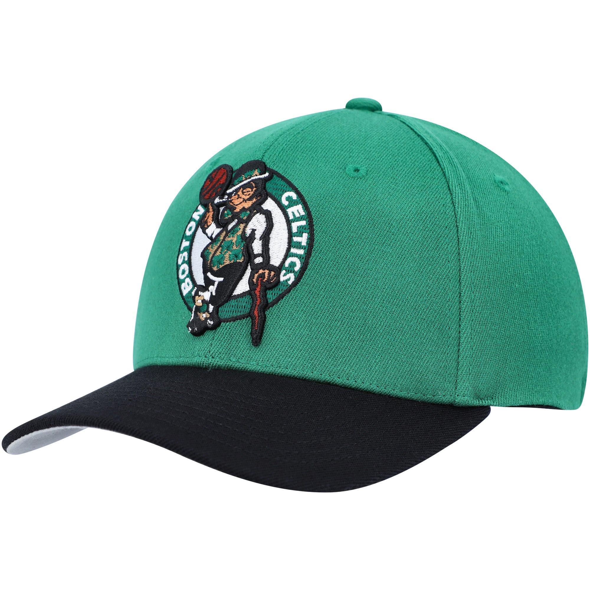 Men's Boston Celtics Mitchell & Ness Kelly Green/Black MVP Team Two-Tone 2.0 Stretch-Snapback Hat