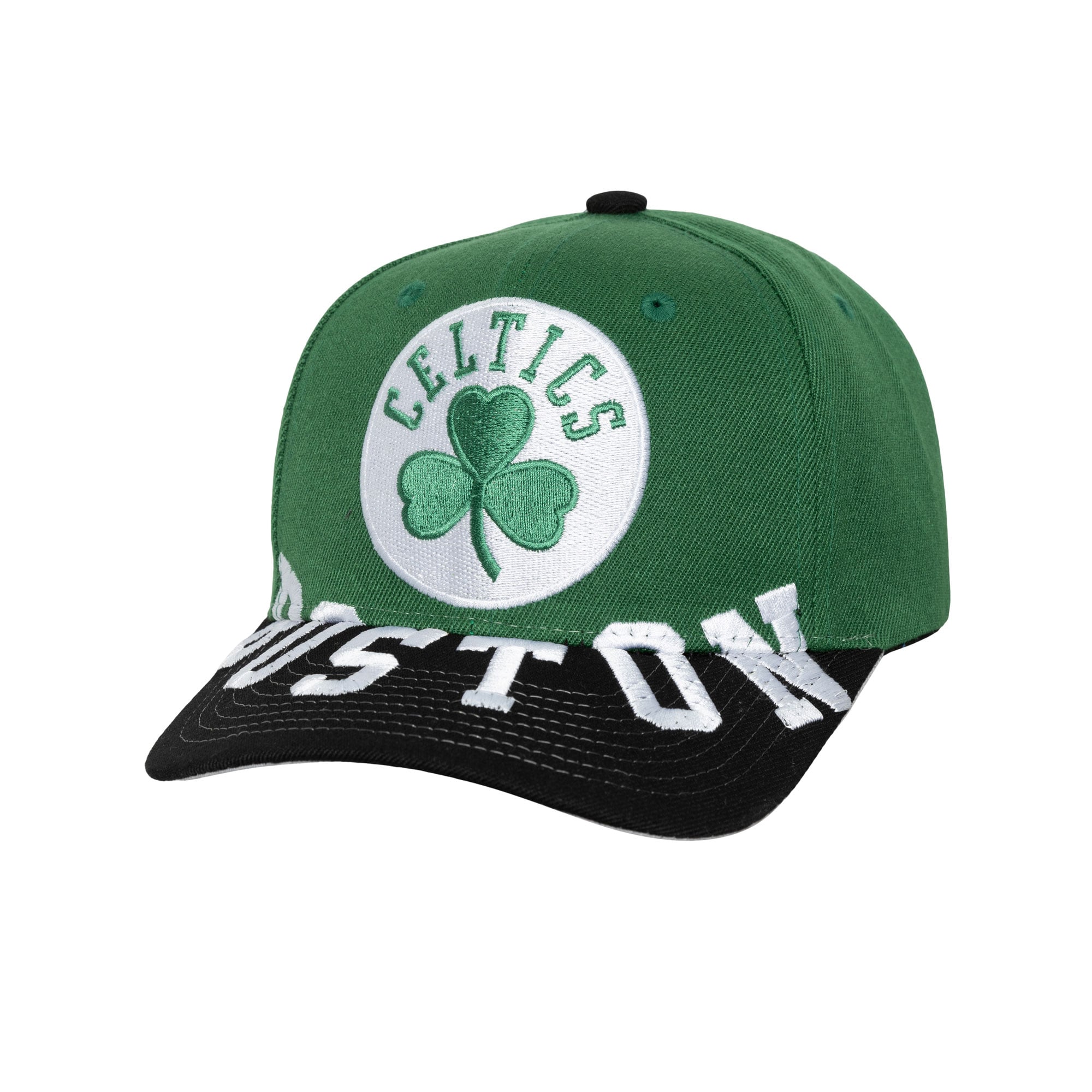 Men's Boston Celtics Mitchell & Ness Kelly Green/Black Underarch Two-Tone Pro Crown Snapback Hat