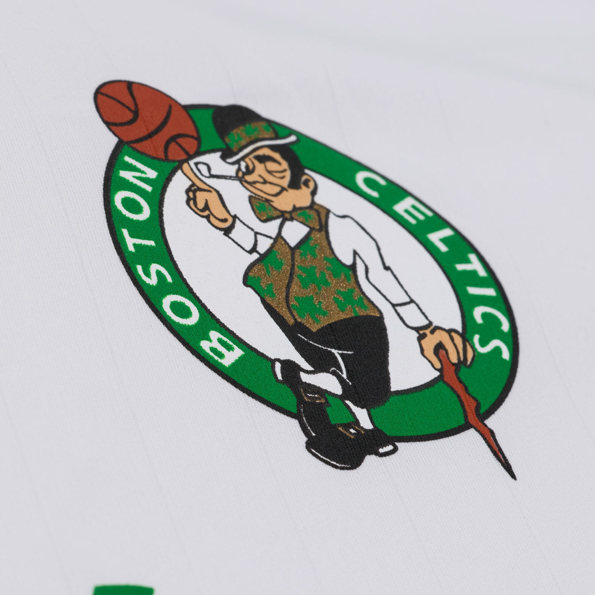 Men's Mitchell & Ness White Boston Celtics Long Sleeve Polo Jersey