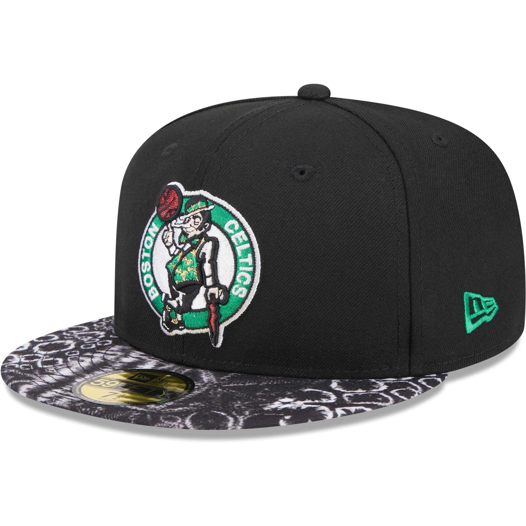 Men's New Era Black Boston Celtics Coral Reef Visor 59FIFTY Fitted Hat