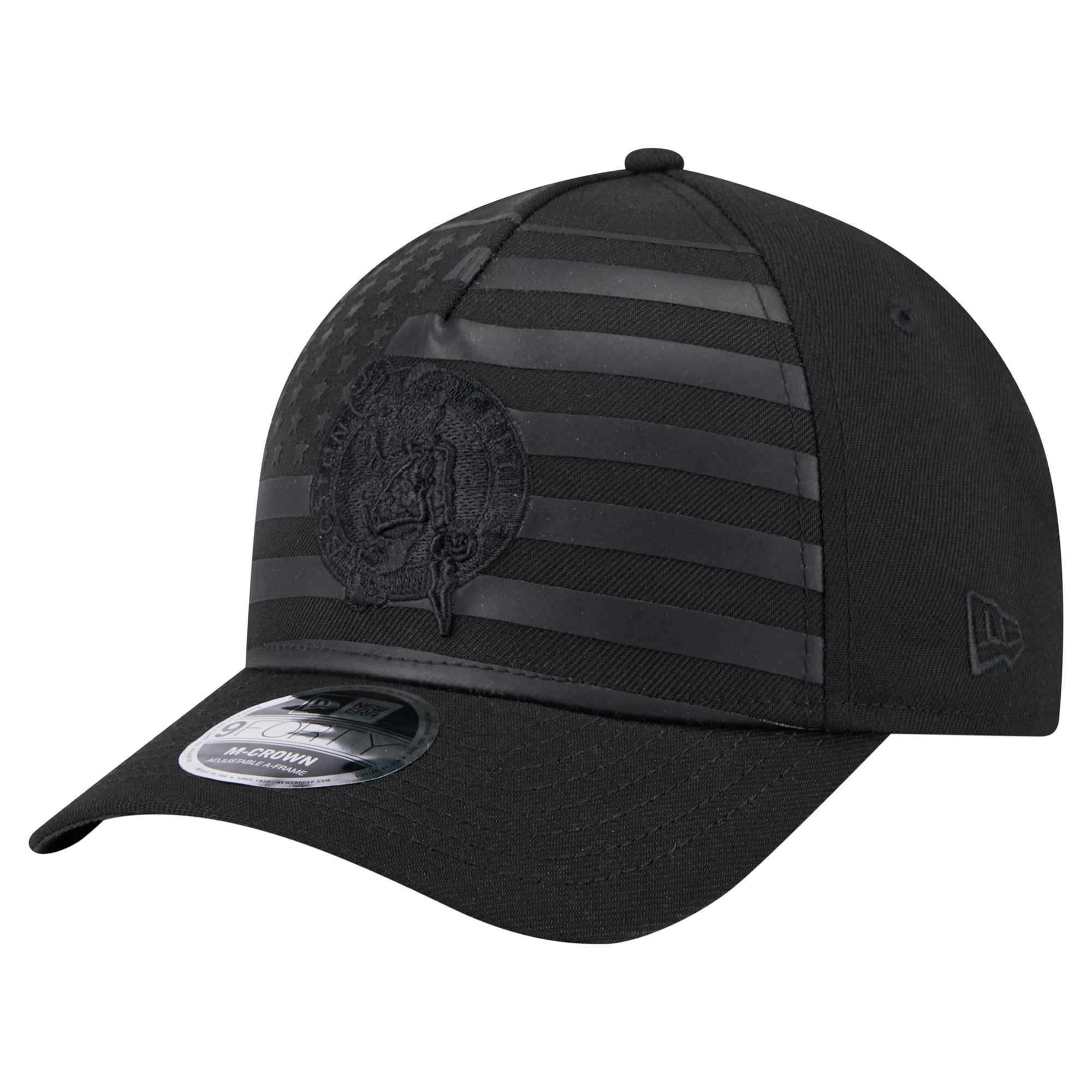 Men's Boston Celtics New Era Black Game Day Flag A-Frame 9FORTY Adjustable Hat