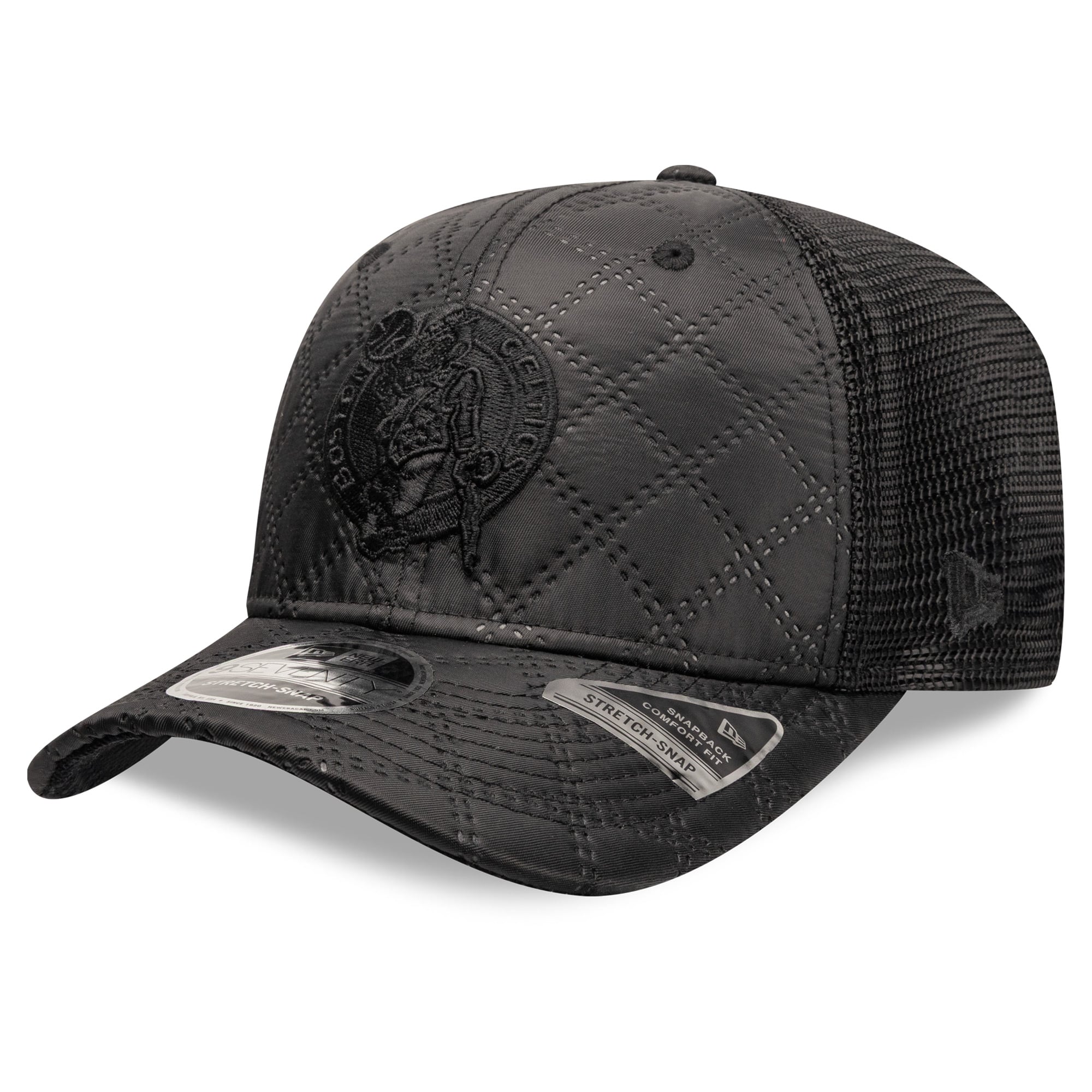 Men's New Era Black Boston Celtics Quilted 9SEVENTY Trucker Adjustable Hat