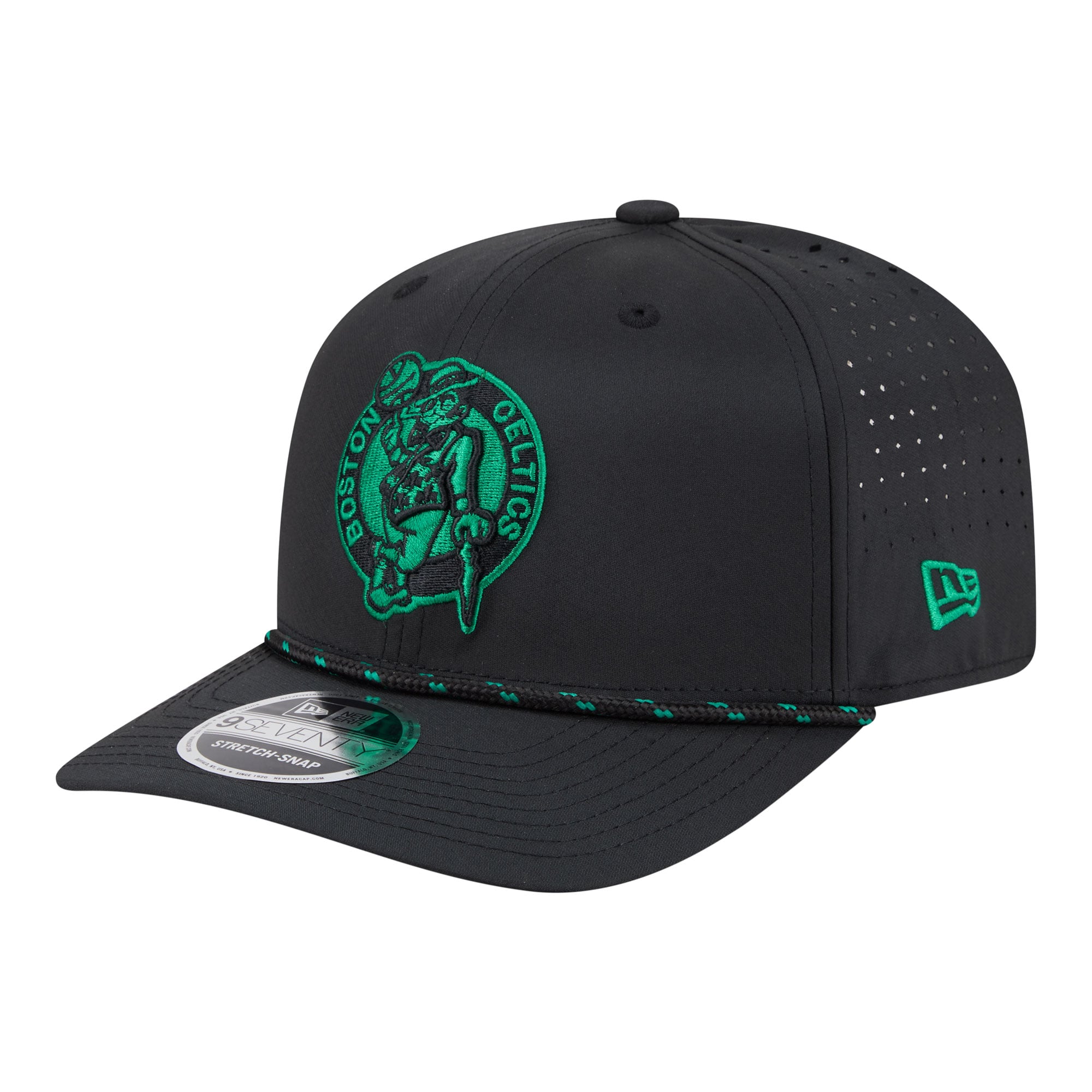 Men's Boston Celtics New Era Black Sport Rope Vented Stretch-Snap 9SEVENTY Hat