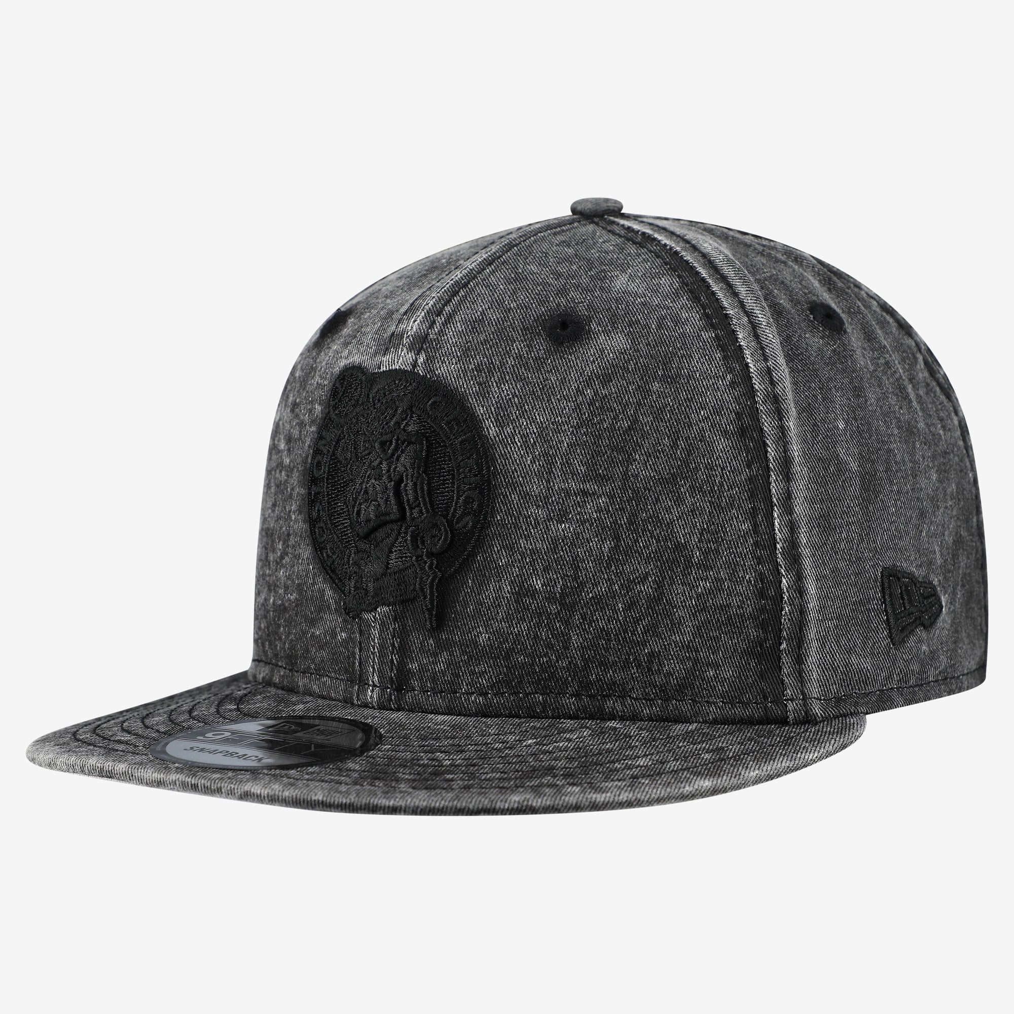 Men's Boston Celtics New Era Black Washed Tonal 9FIFTY Snapback Hat