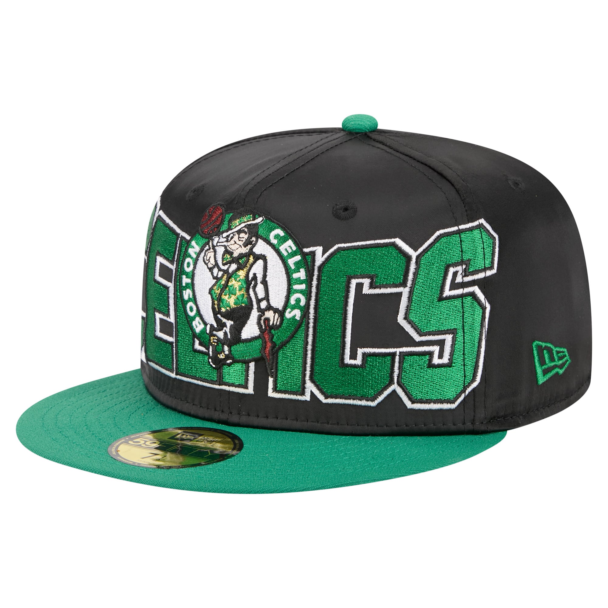Men's Boston Celtics New Era Black/Kelly Green Satin Two-Tone 59FIFTY Fitted Hat