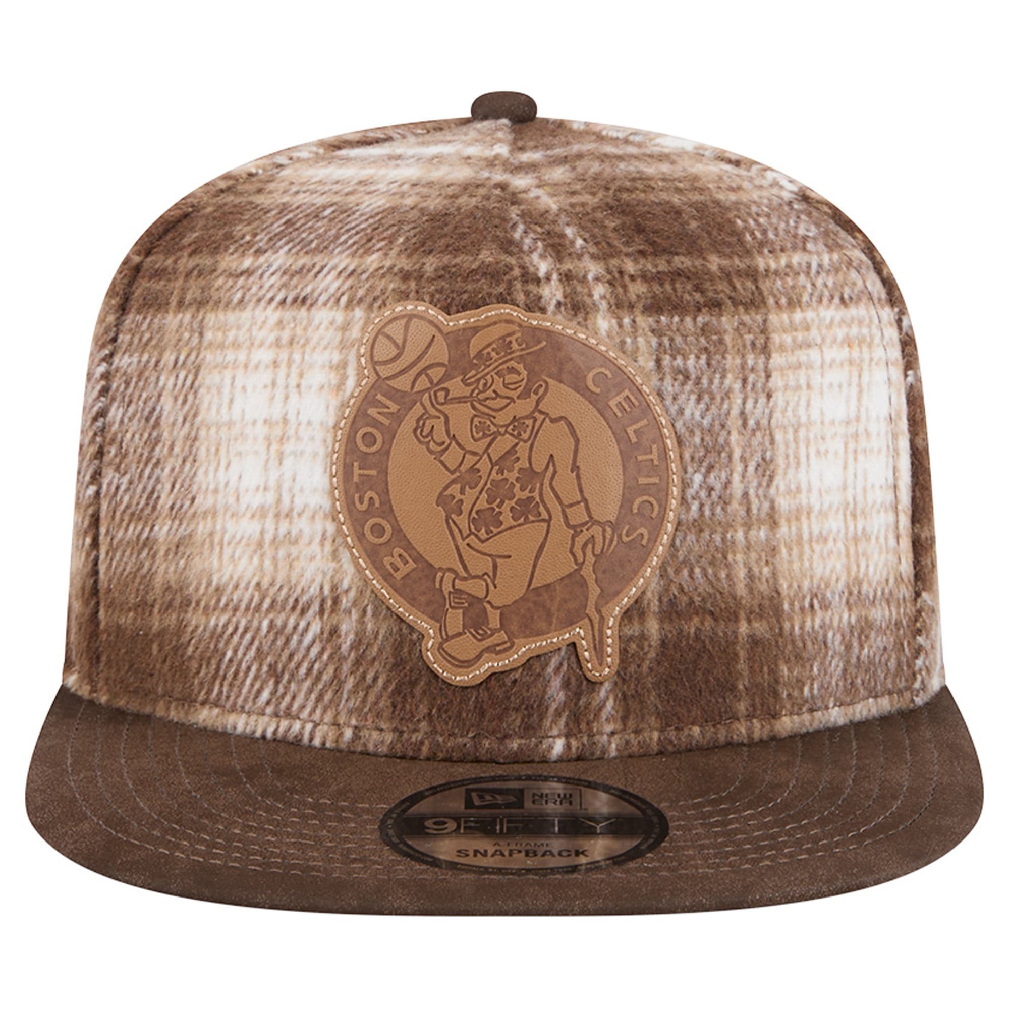Casquette ajustable New Era 9FIFTY à carreaux marron Boston Celtics pour homme