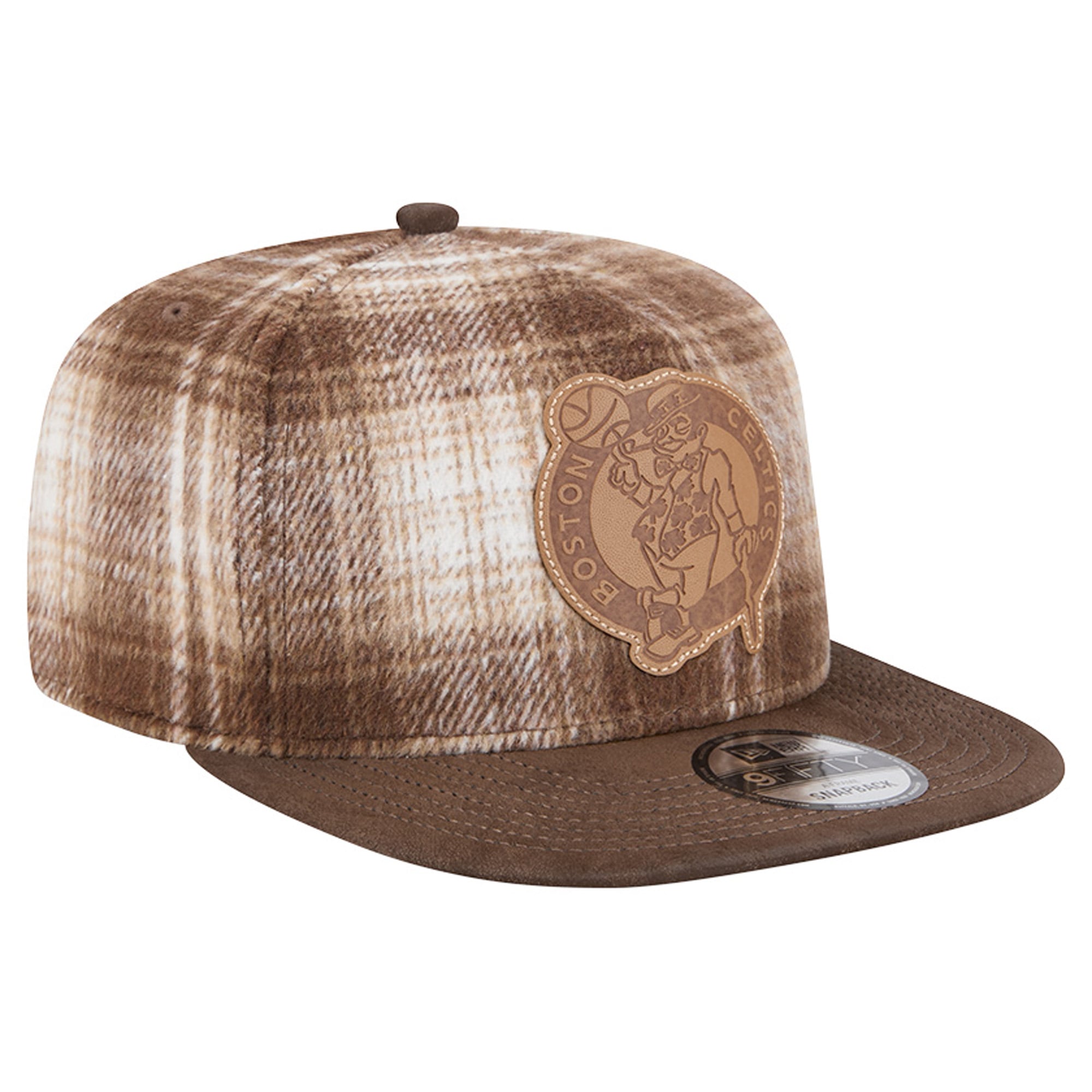 Casquette ajustable New Era 9FIFTY à carreaux marron Boston Celtics pour homme