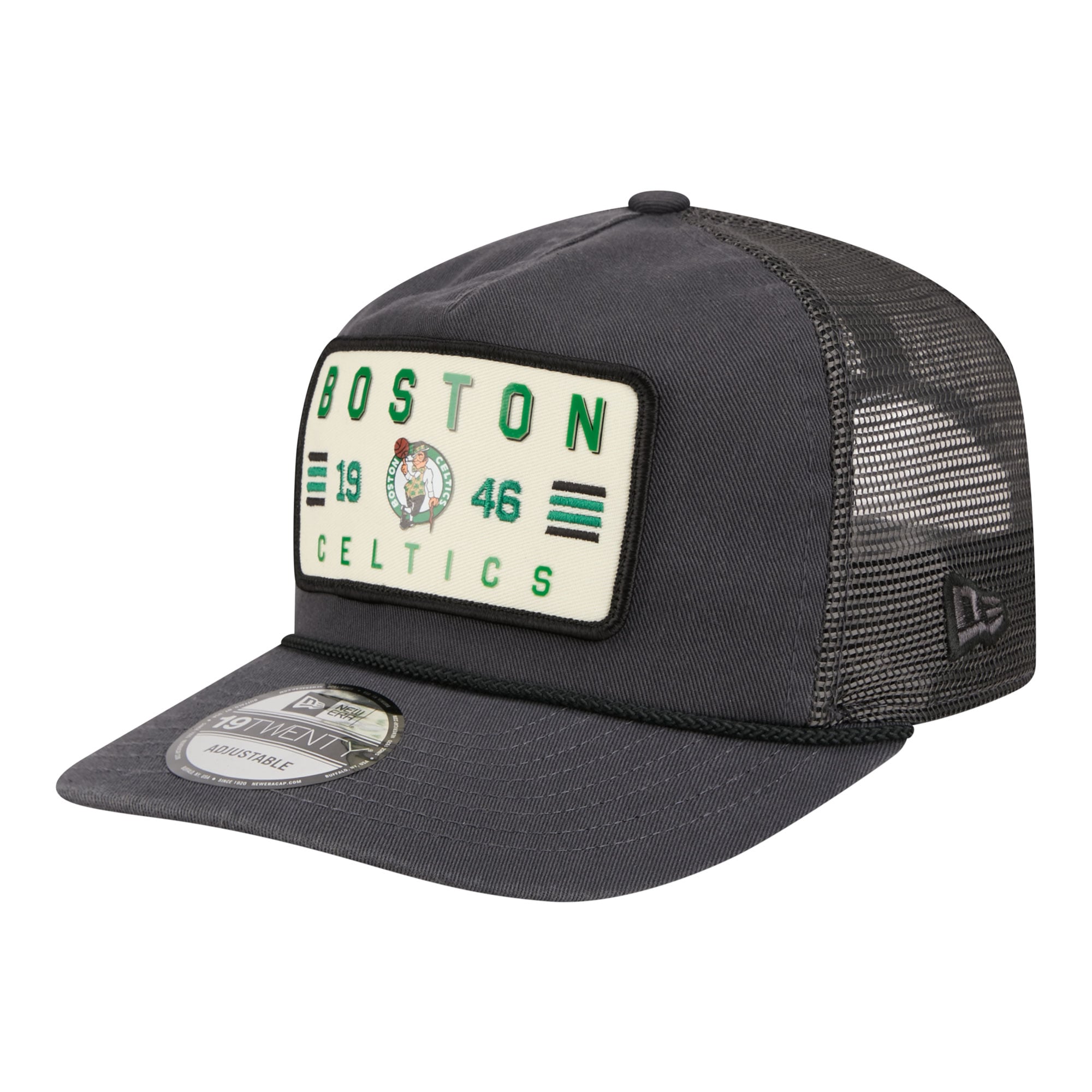 Men's New Era Charcoal Boston Celtics Washed Patch 19TWENTY Adjustable Trucker Hat