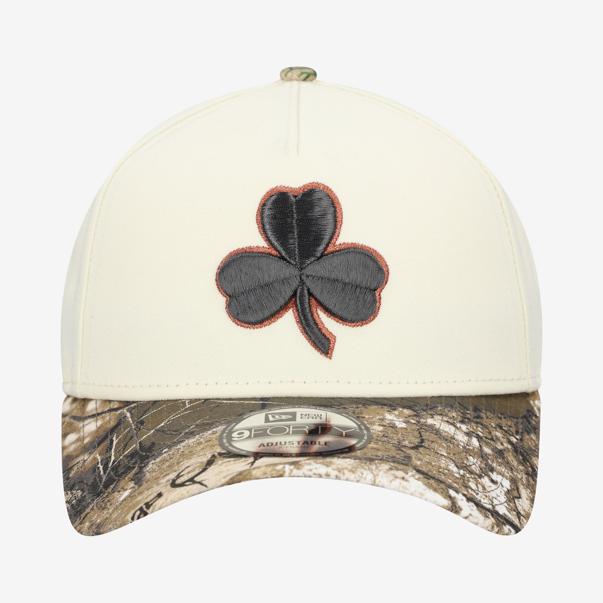 Men's New Era Cream Boston Celtics Realtree Chrome Two-Tone 9FORTY A-Frame Adjustable Hat