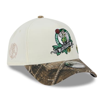  Boston Celtics New Era Rose Banner 9FORTY A-Frame Adjustable Hat - Cream/Camo