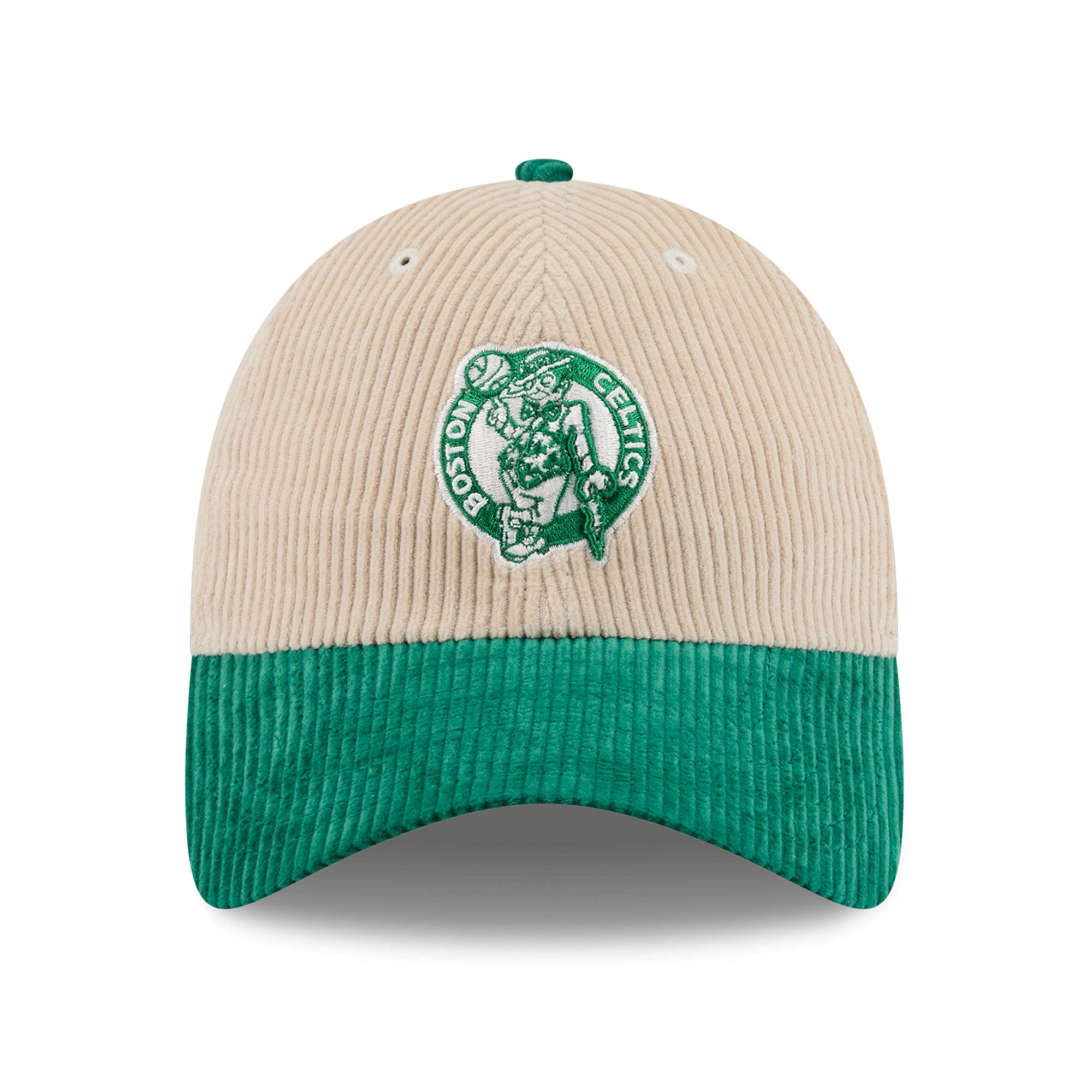 Casquette New Era pour homme, crème/vert Kelly, Boston Celtics, en velours côtelé ton sur ton, style classique et ajustable