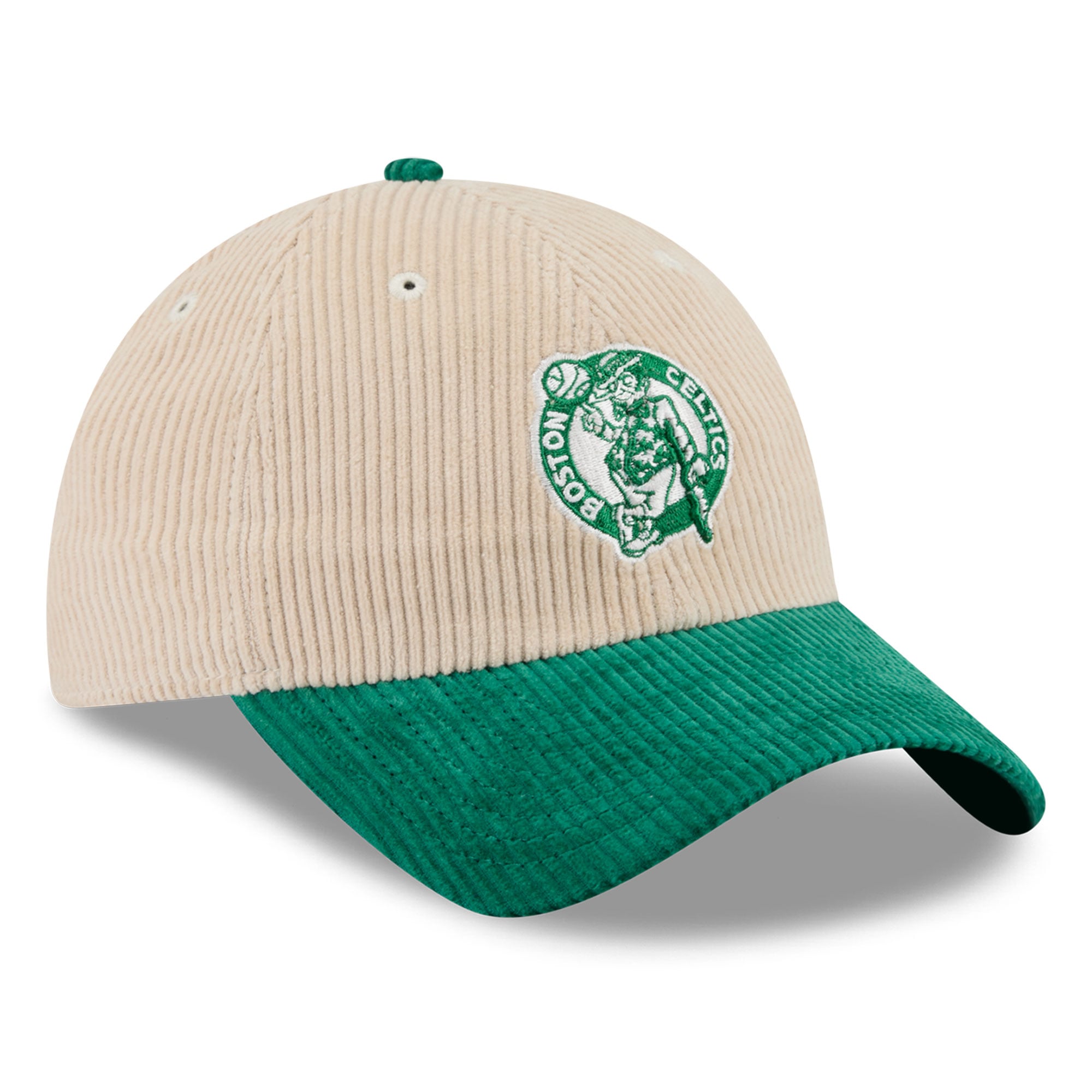 Casquette New Era pour homme, crème/vert Kelly, Boston Celtics, en velours côtelé ton sur ton, style classique et ajustable