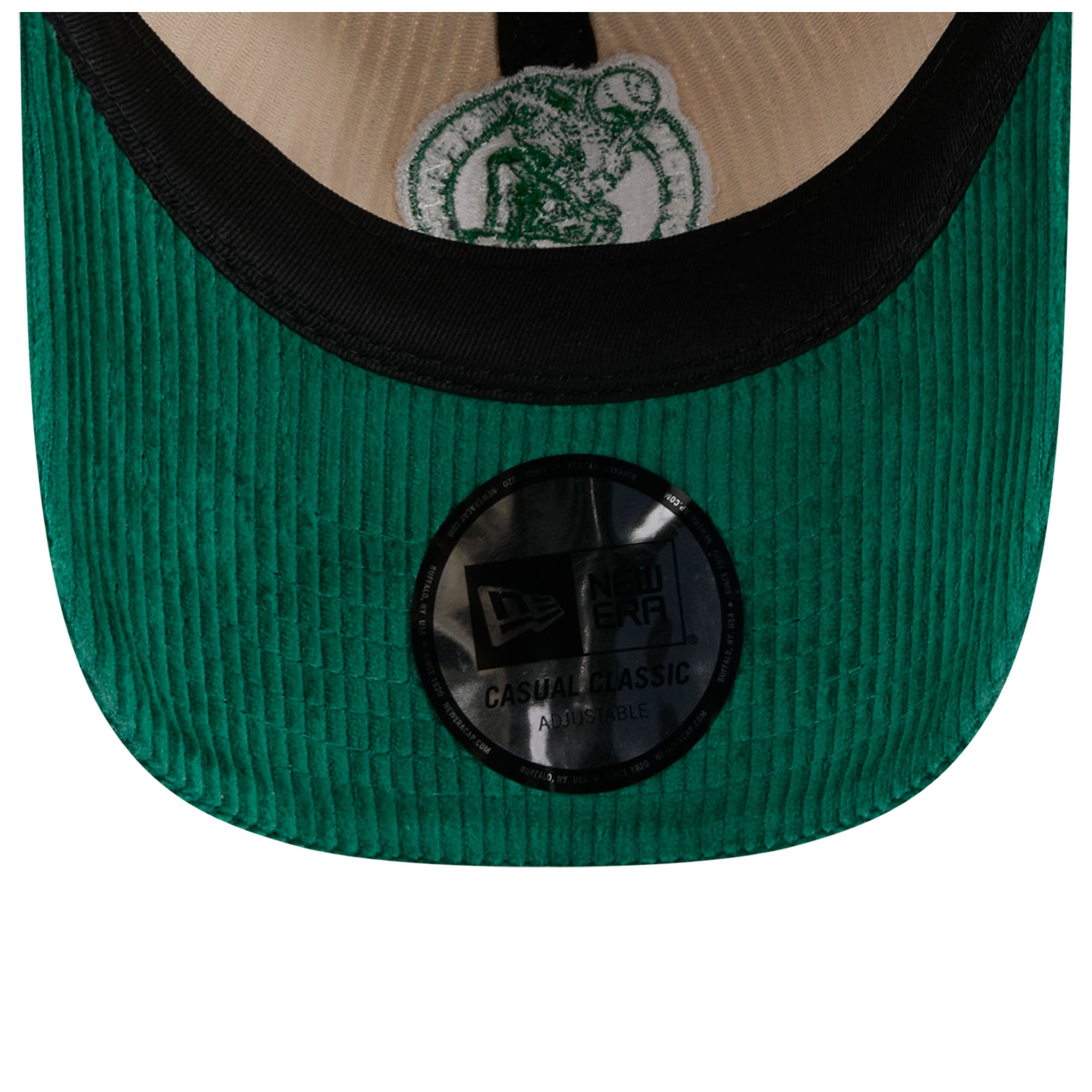 Casquette New Era pour homme, crème/vert Kelly, Boston Celtics, en velours côtelé ton sur ton, style classique et ajustable