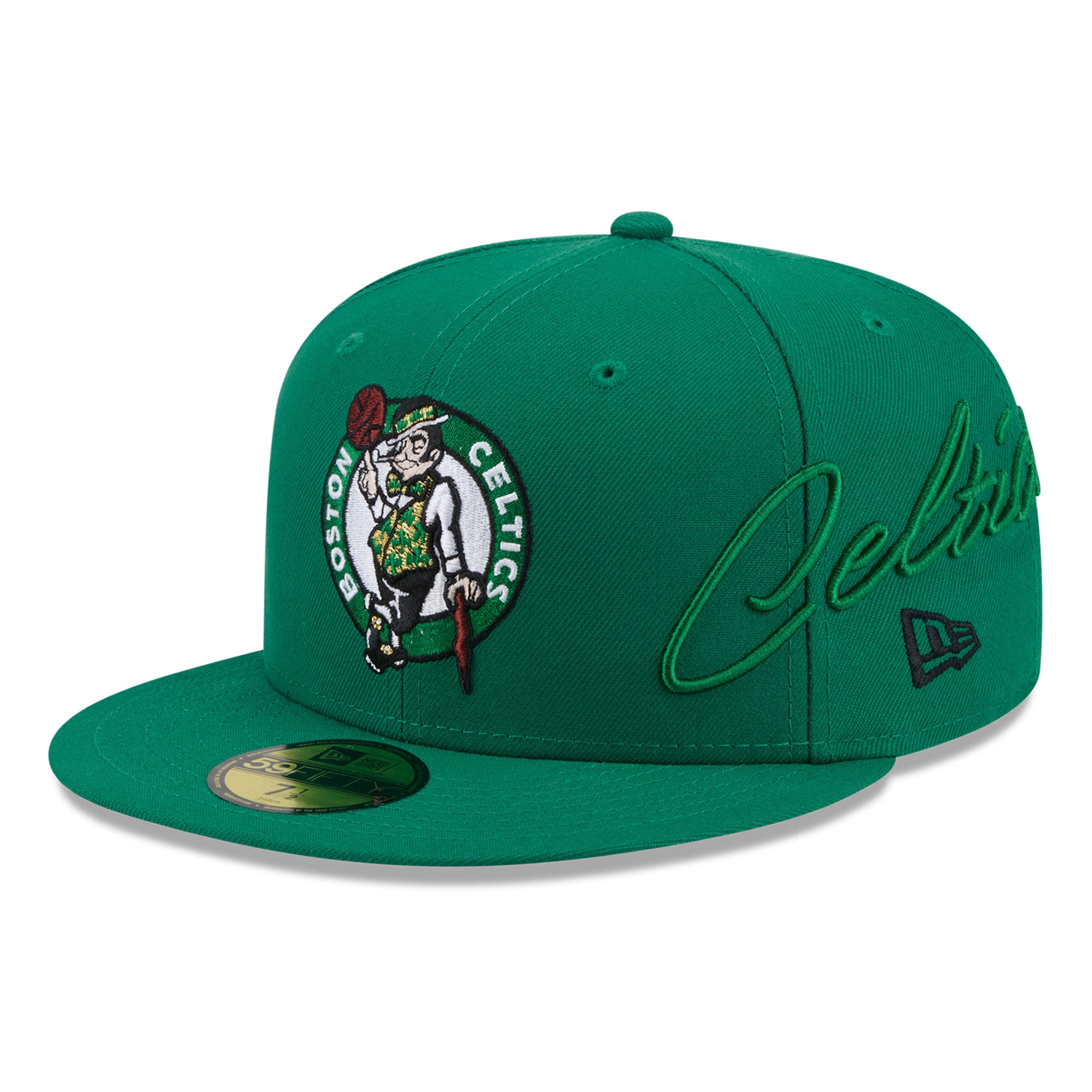 Men's New Era Green Boston Celtics Side Script 59FIFTY Fitted Hat