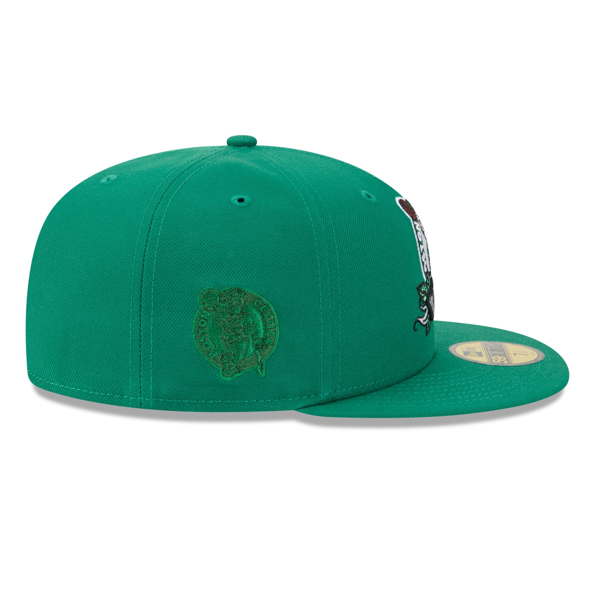 Casquette ajustée New Era 59FIFTY pour homme, vert Kelly, Boston Celtics, motif rose.