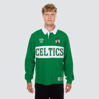 Boston Celtics New Era Rugby Long Sleeve Polo - Kelly Green
