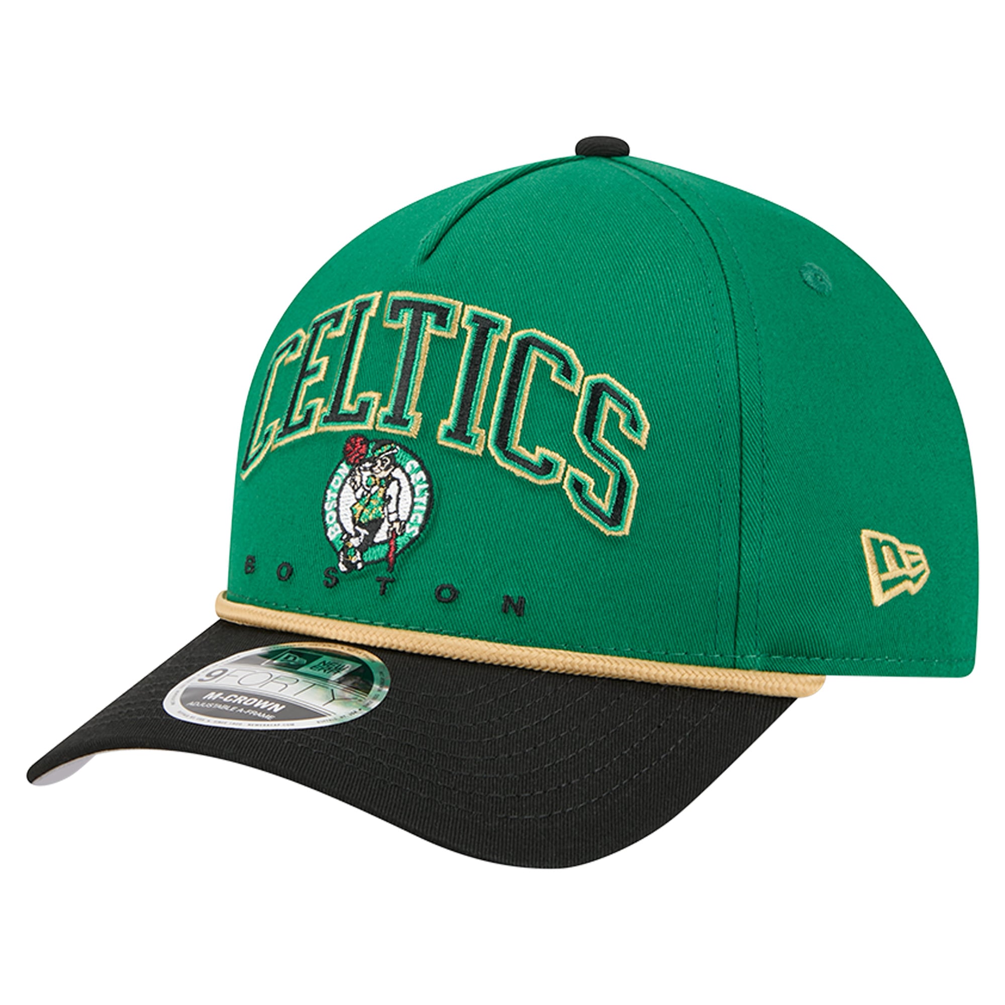 Men's New Era Kelly Green/Black Boston Celtics Arch 9FORTY M-Crown A-Frame Adjustable Hat