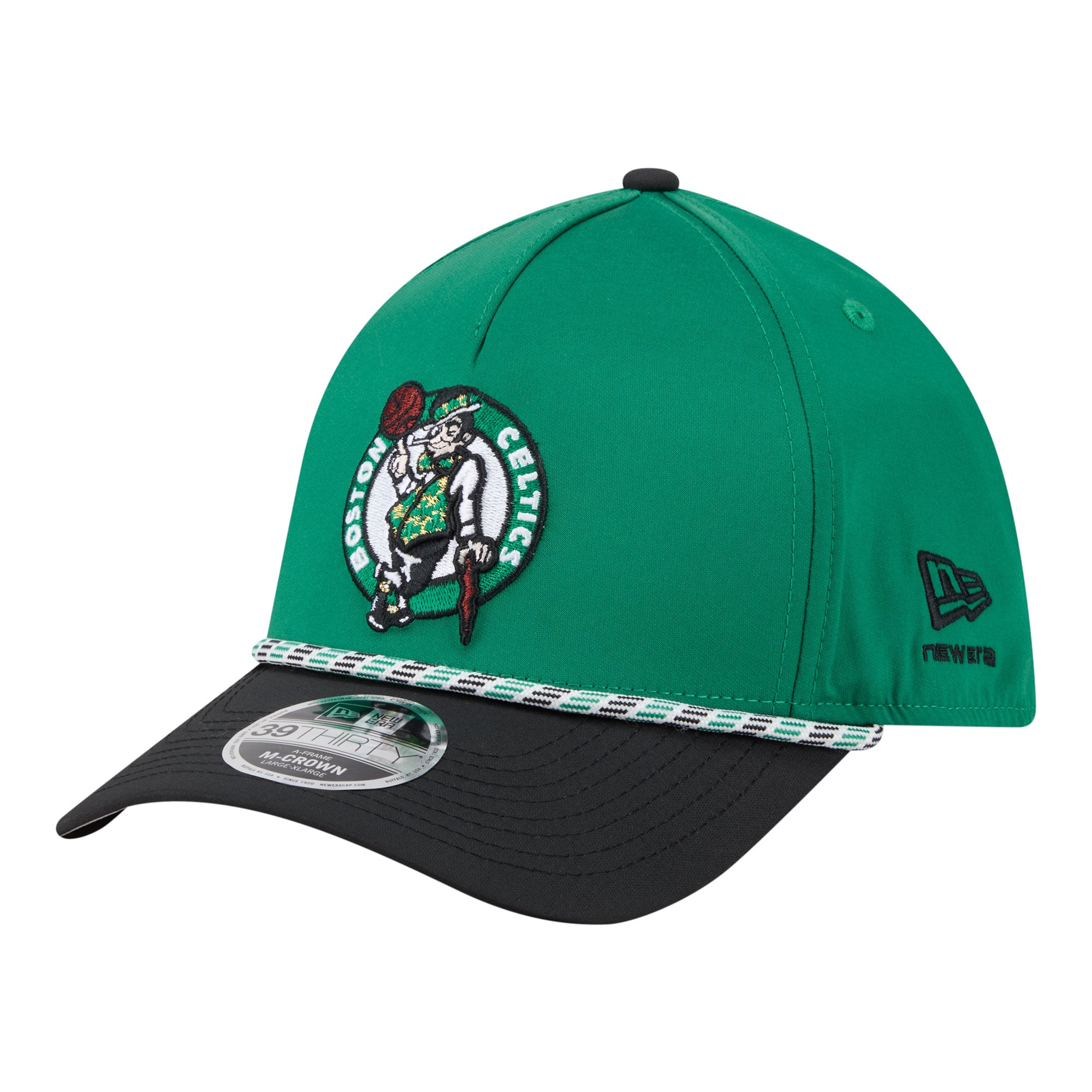 Men's Boston Celtics New Era Kelly Green/Black Rope Two-Tone M-Crown A-Frame 39THIRTY Flex Hat