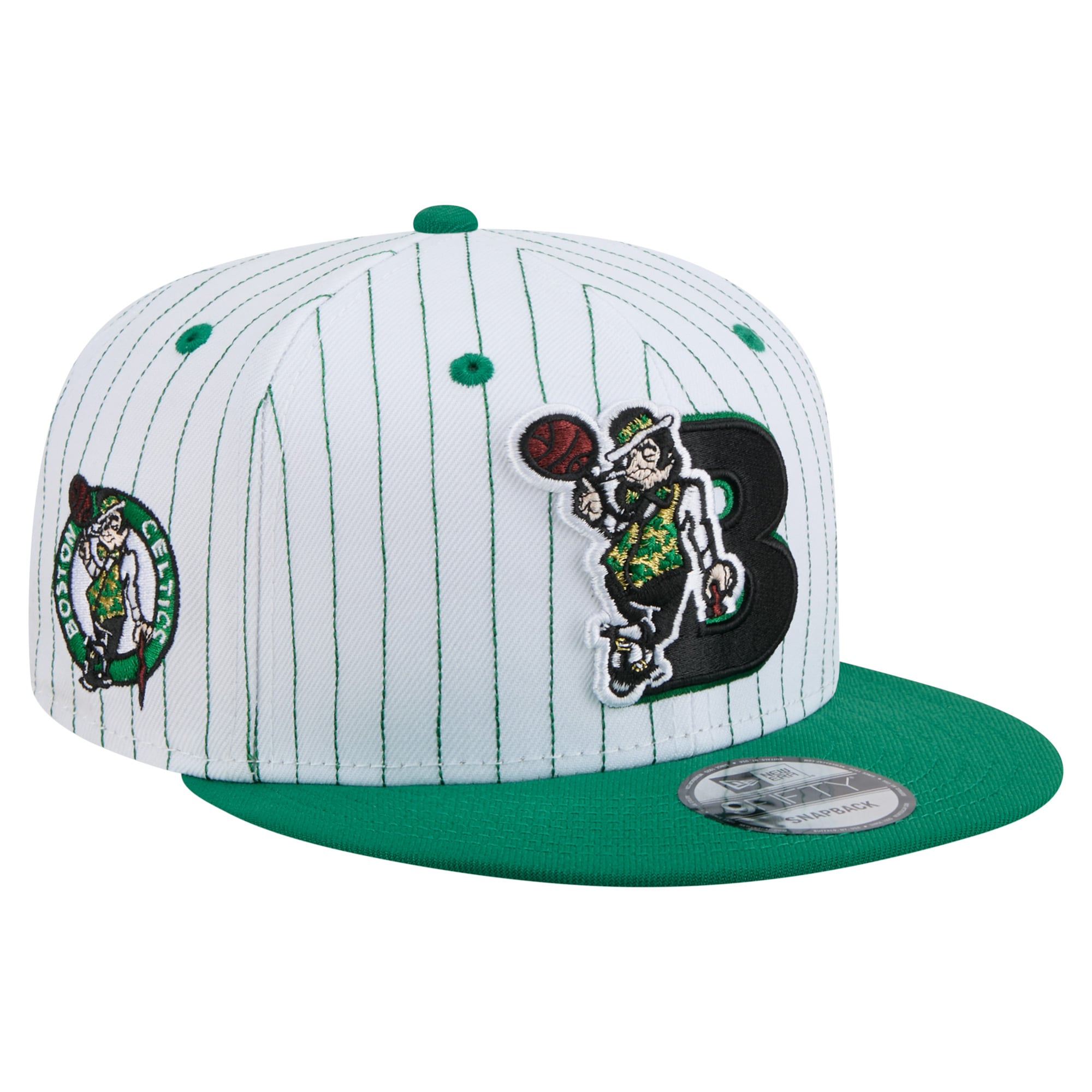 Men's Boston Celtics New Era White Deceptor Pinstripe 9FIFTY Snapback Hat