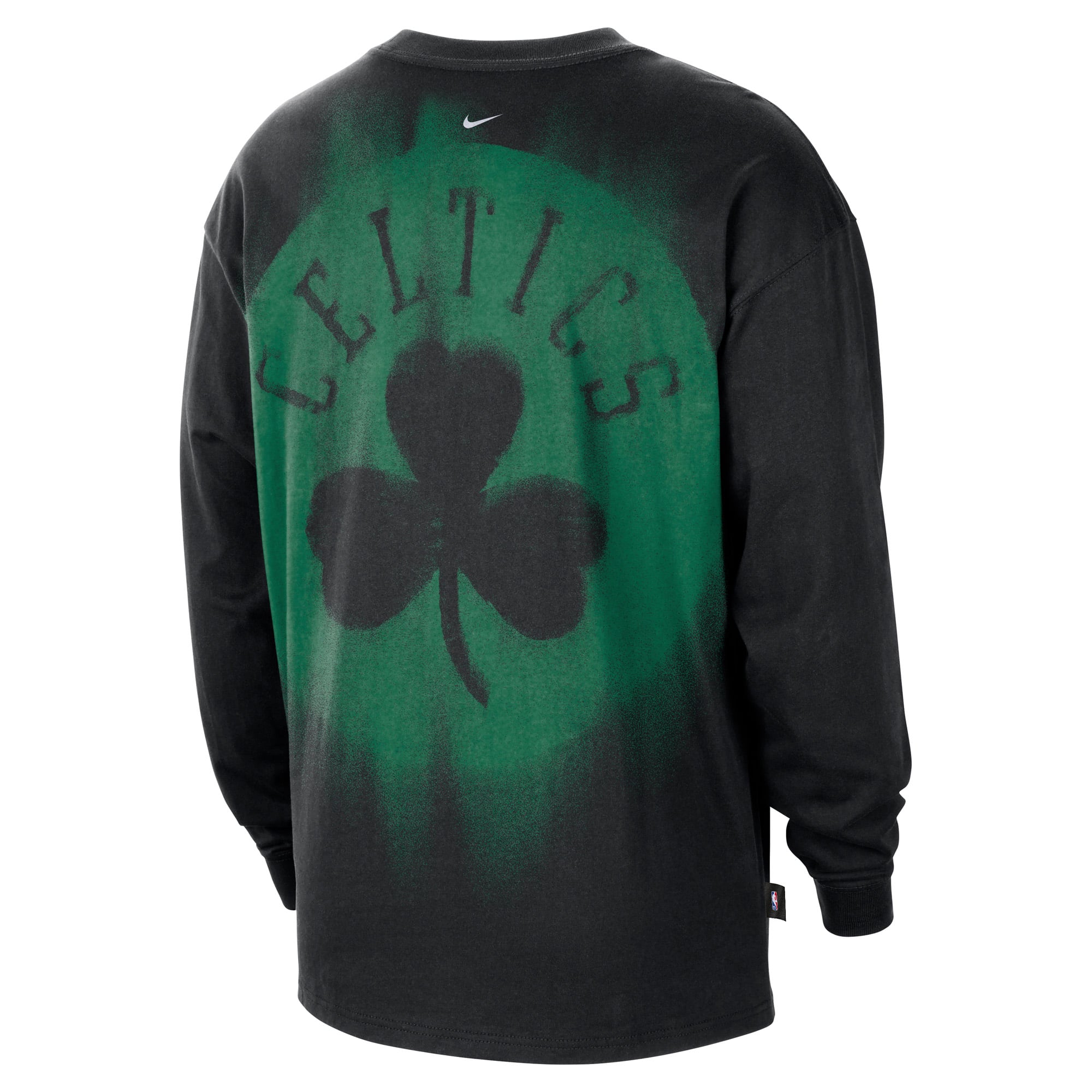 T-shirt à manches longues Nike Boston Celtics noir pour homme, édition standard 2026, performance d'avant-match
