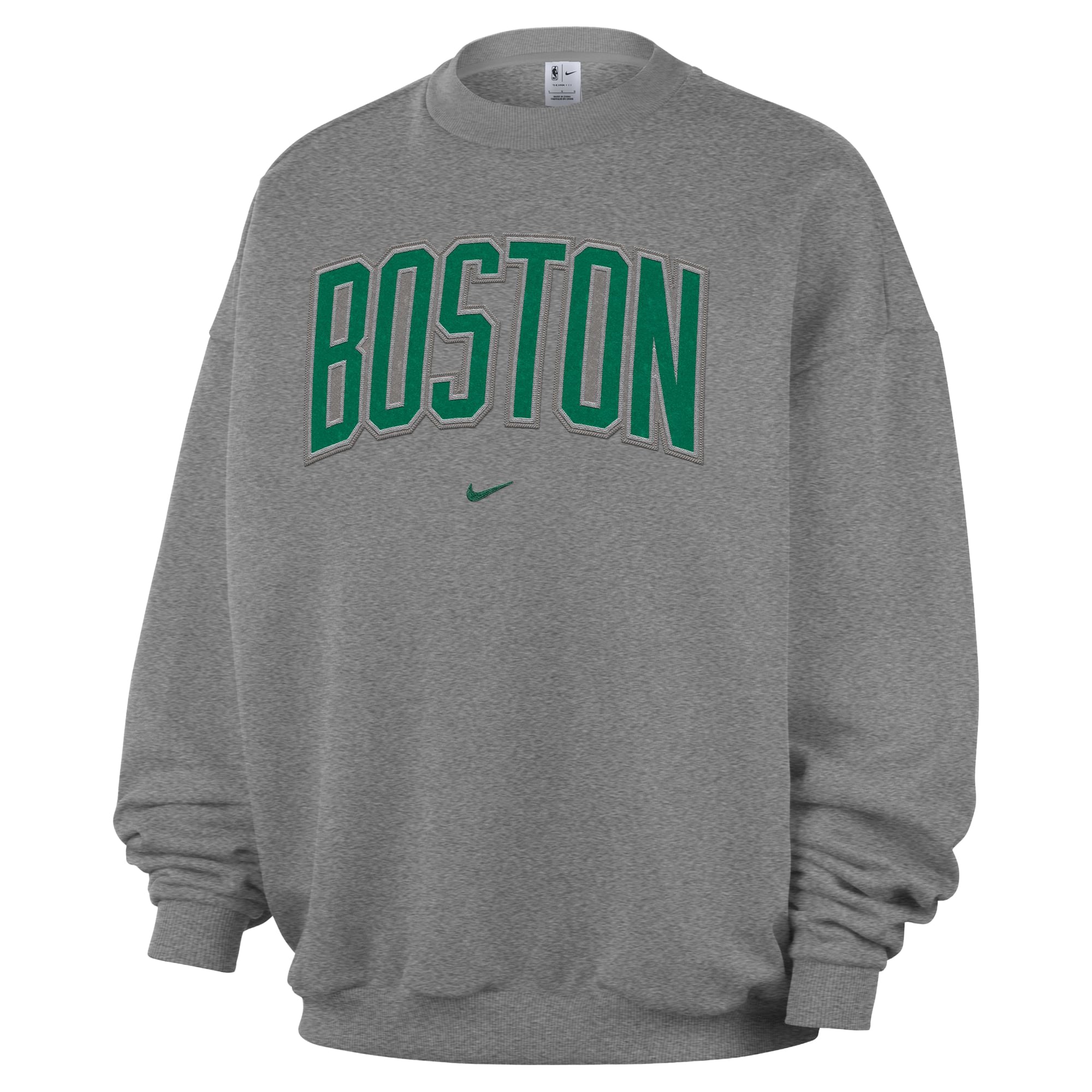Men's Nike Dark Heather Gray Boston Celtics Standard Issue Wordmark Fleece Crewneck Sweatshirt