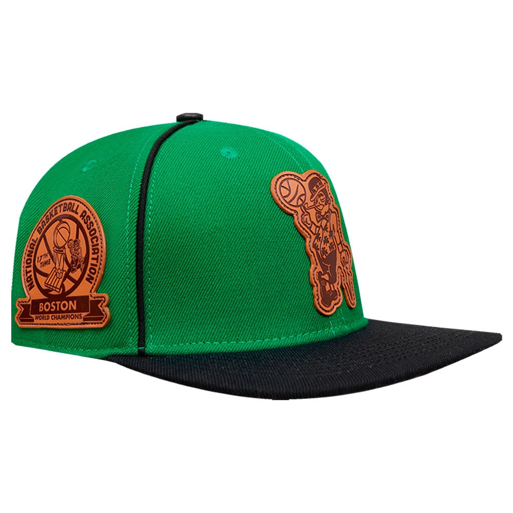 Men's Pro Standard Kelly Green Boston Celtics Heritage Leather Patch Snapback Hat