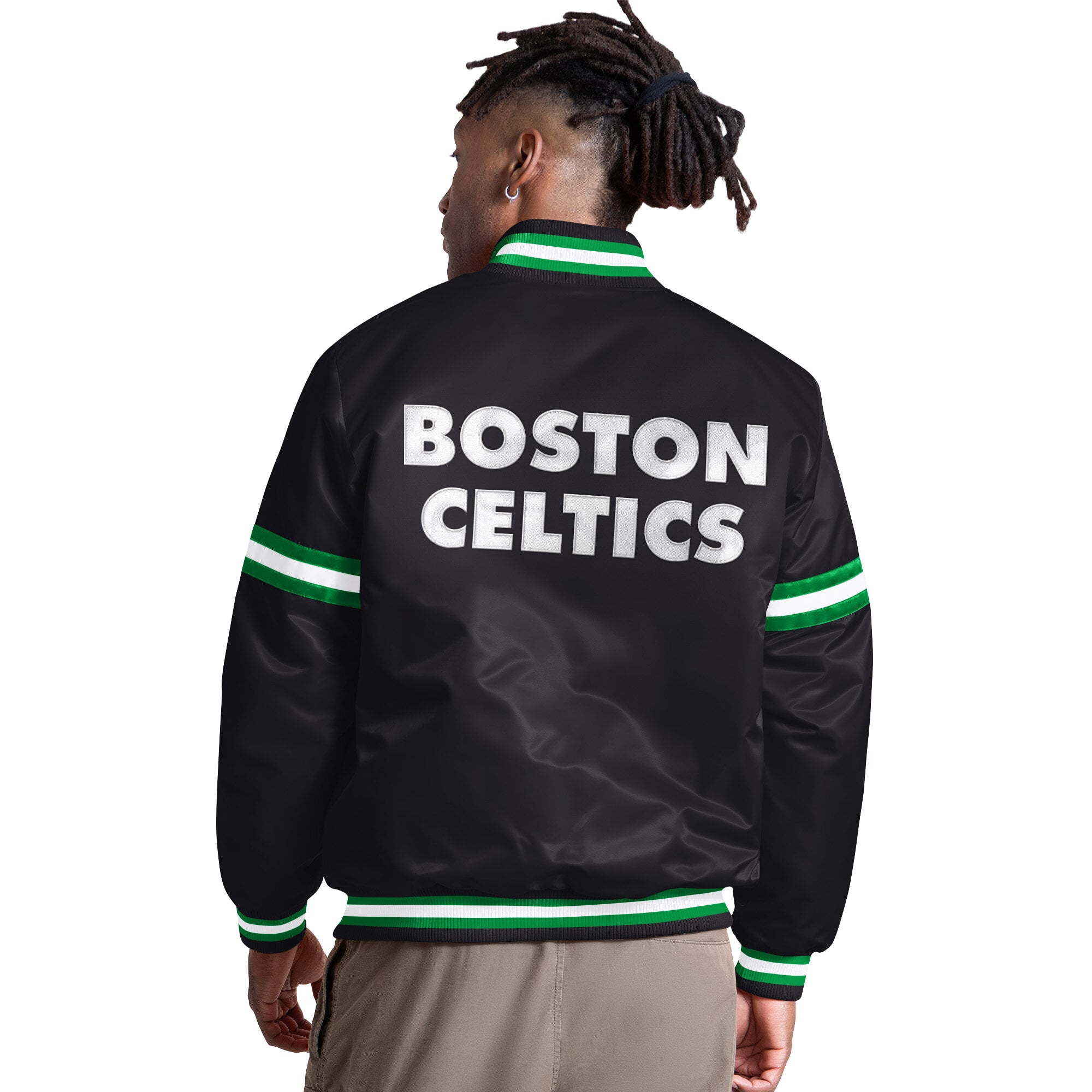 Veste universitaire Starter Courtside II noire pour homme, à boutons-pression.