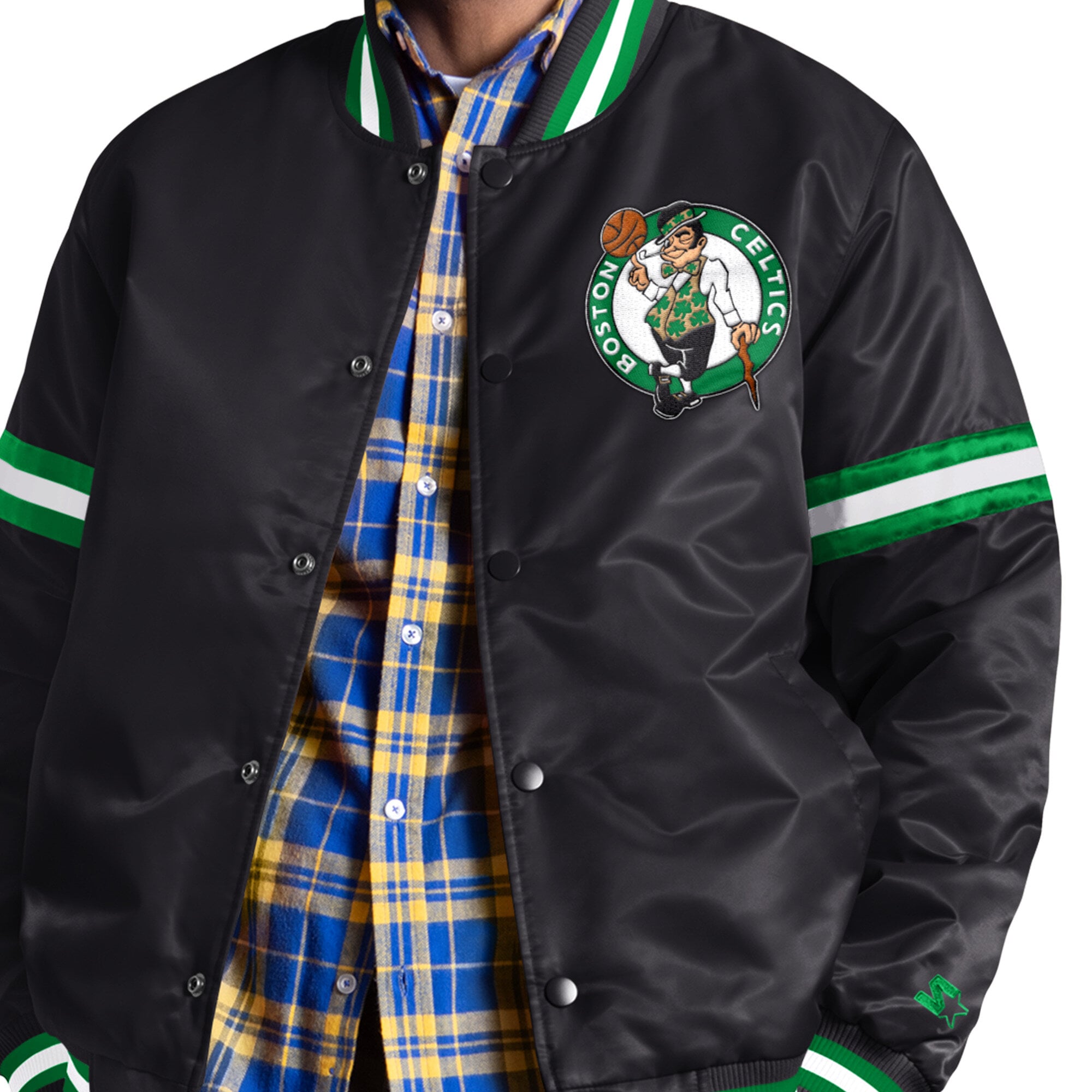 Veste universitaire Starter Courtside II noire pour homme, à boutons-pression.